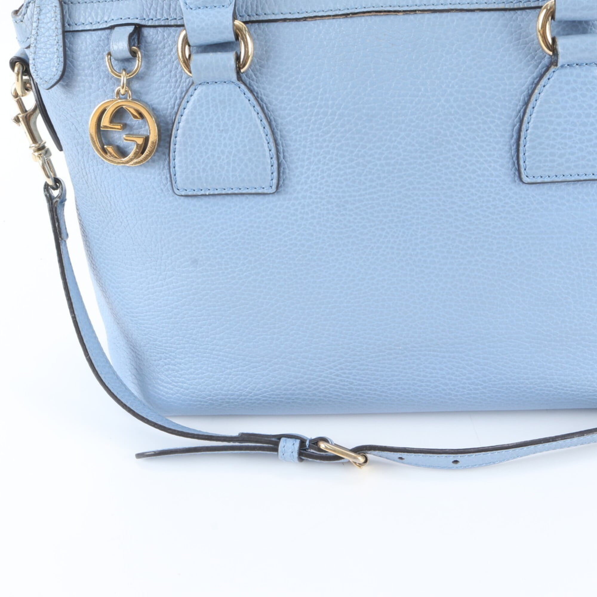 Gucci Blue Leather Handbag Shoulder Bag Tote Bag (Pre-Owned)