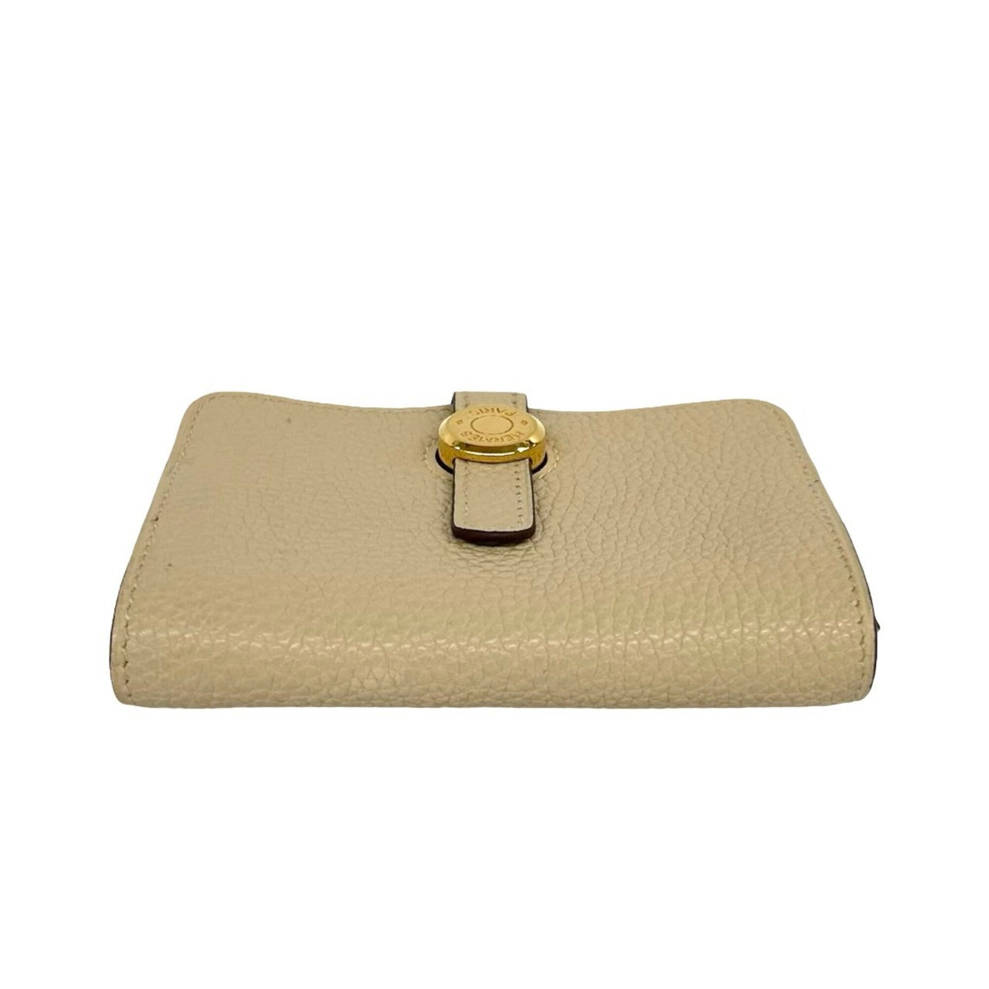 Hermes Beige Taurillon Clemence Leather Coin Purse/Coin Case (Pre-Owned)