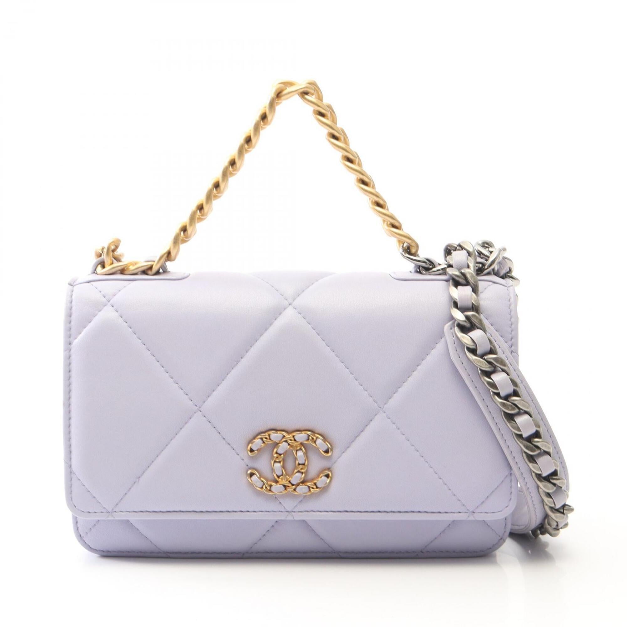 Chanel Purple Leather Handbag Shoulder Bag (Pre-Owned)