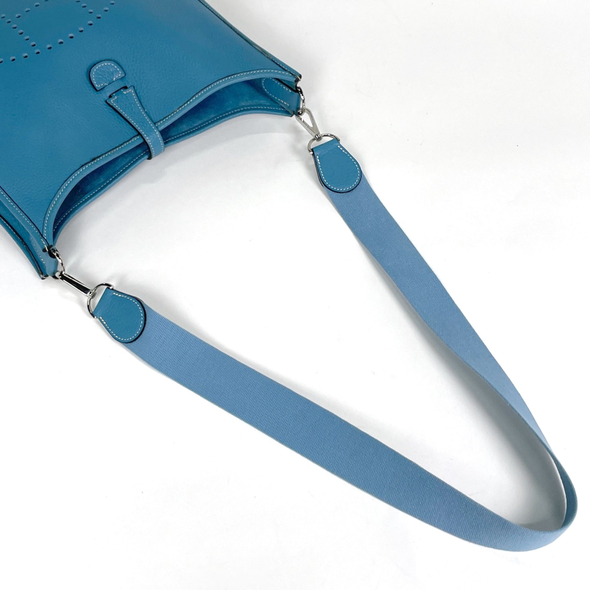 Hermes Evelyne Blue Jean Taurillon Clemence Leather Shoulder Bag (Pre-Owned)