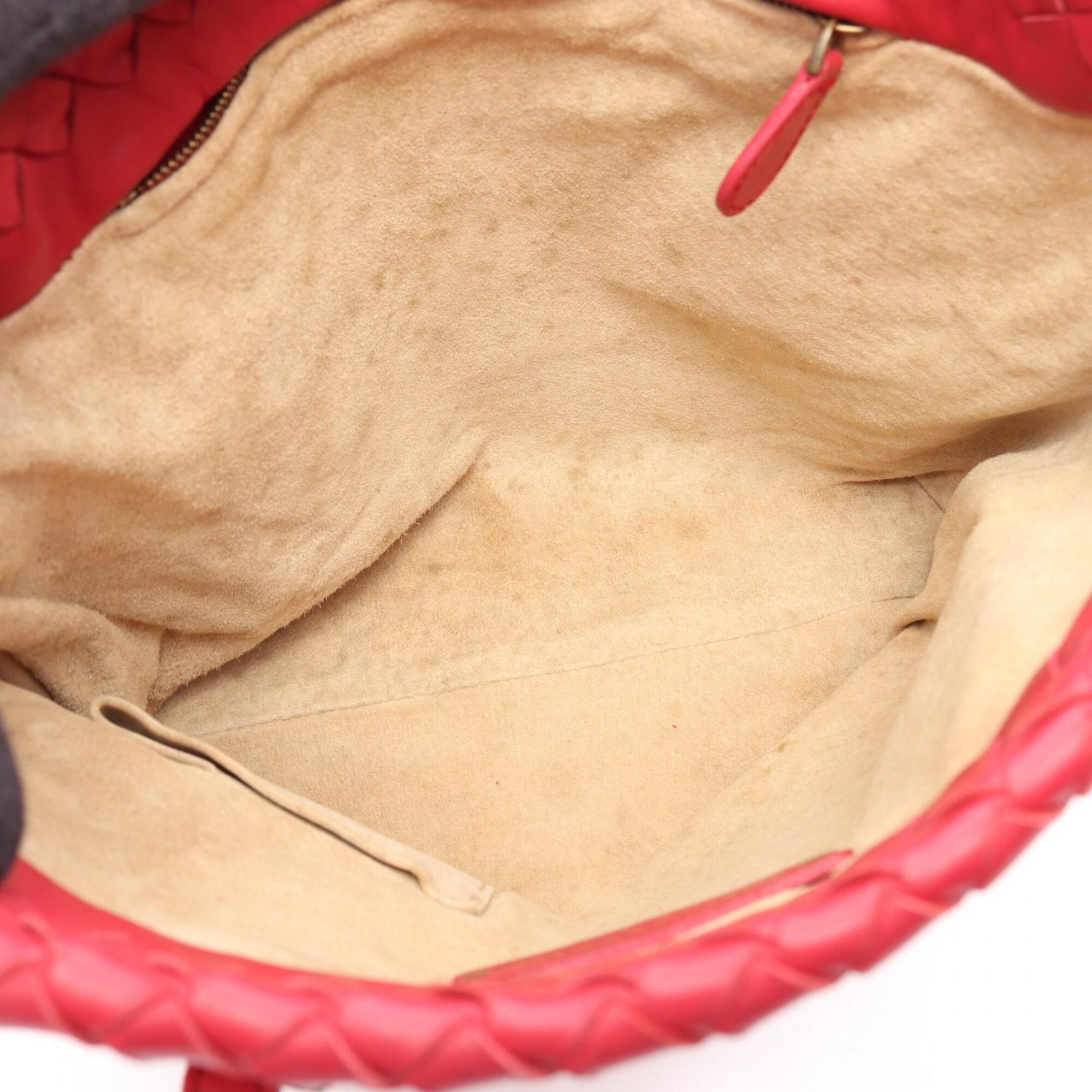 Bottega Veneta Red Color Leather Handbag Tote Bag (Pre-Owned)