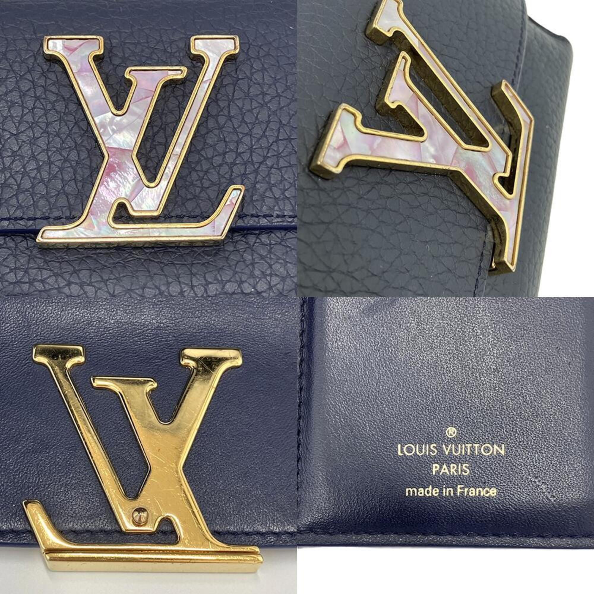 Louis Vuitton Navy Leather Wallet (Tri-Fold) (Pre-Owned)