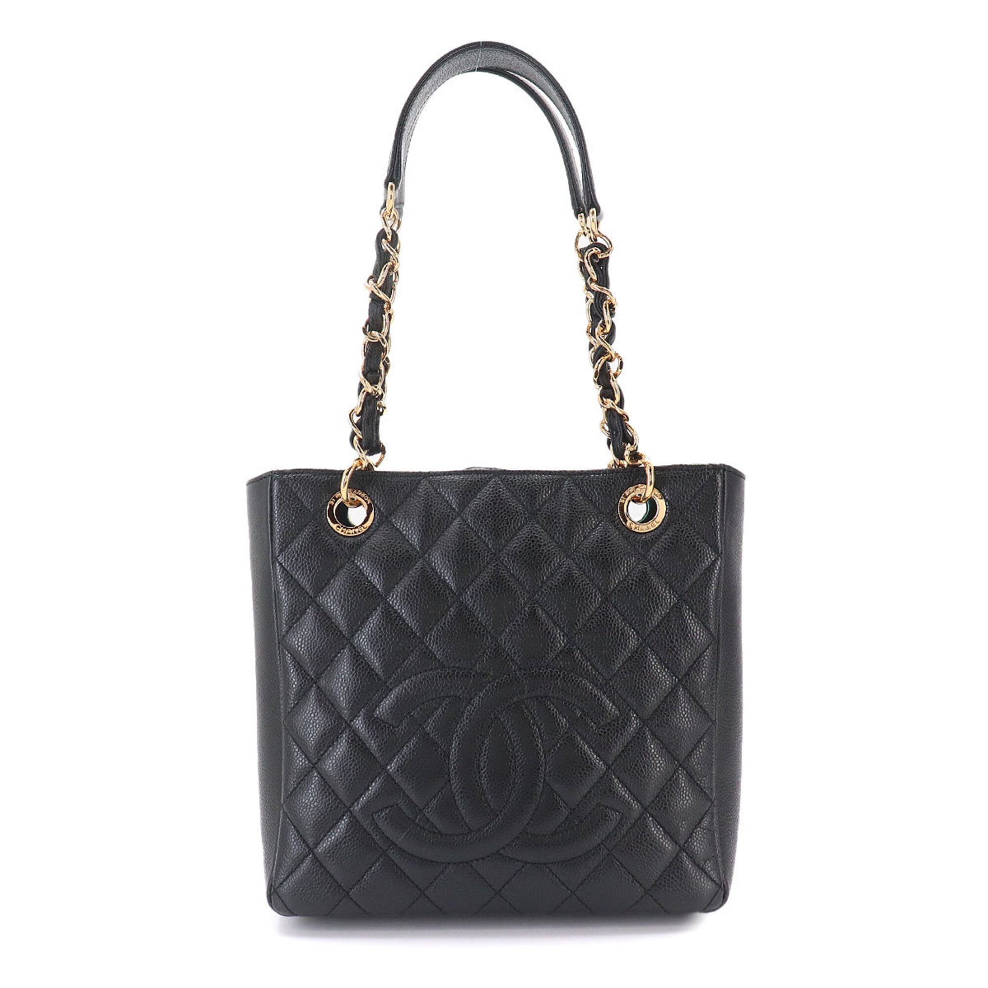 Chanel Matelasse Black Grained Calfskin Handbag Tote Bag (Pre-Owned)