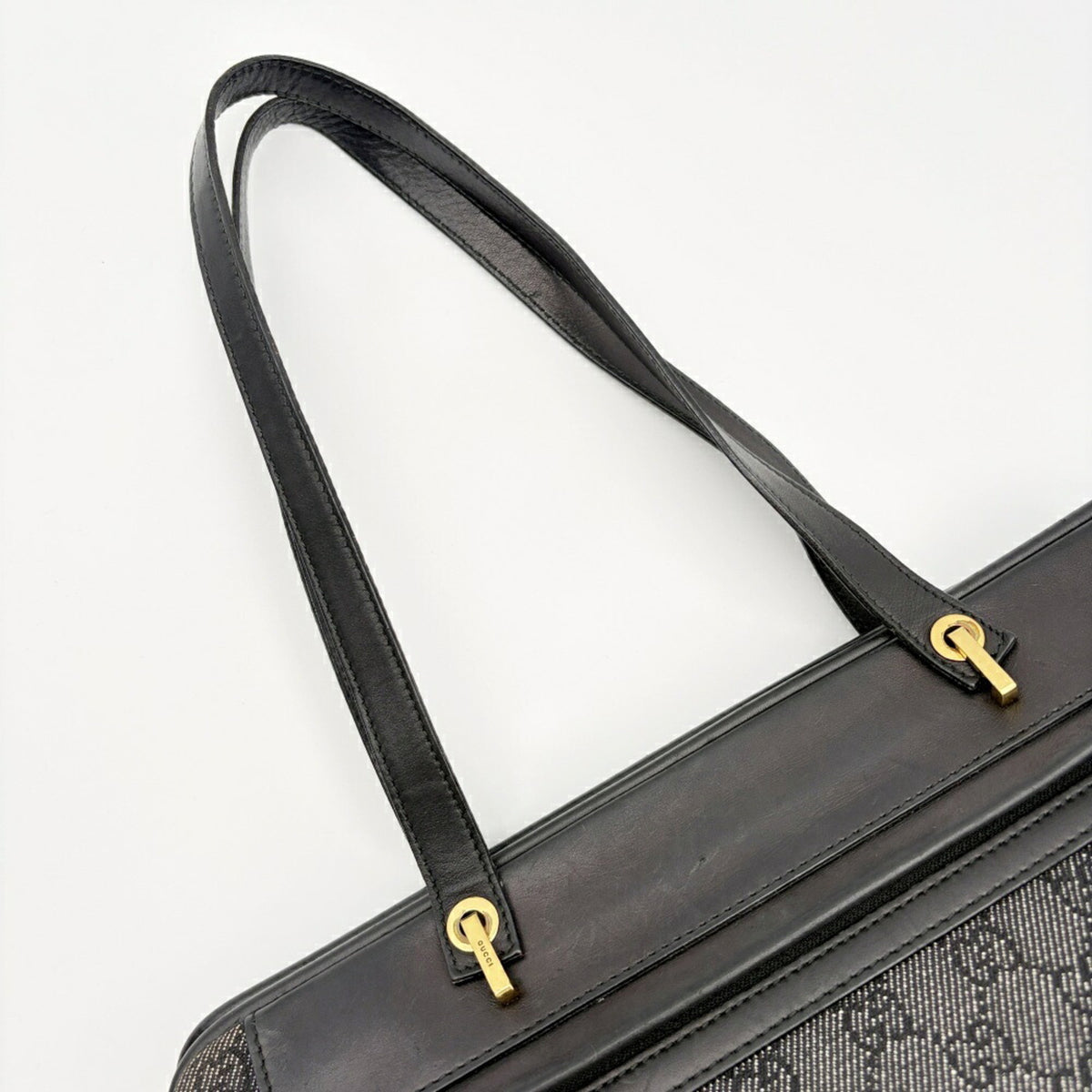 Gucci Black Canvas Leather Tote Bag (Pre-Owned)