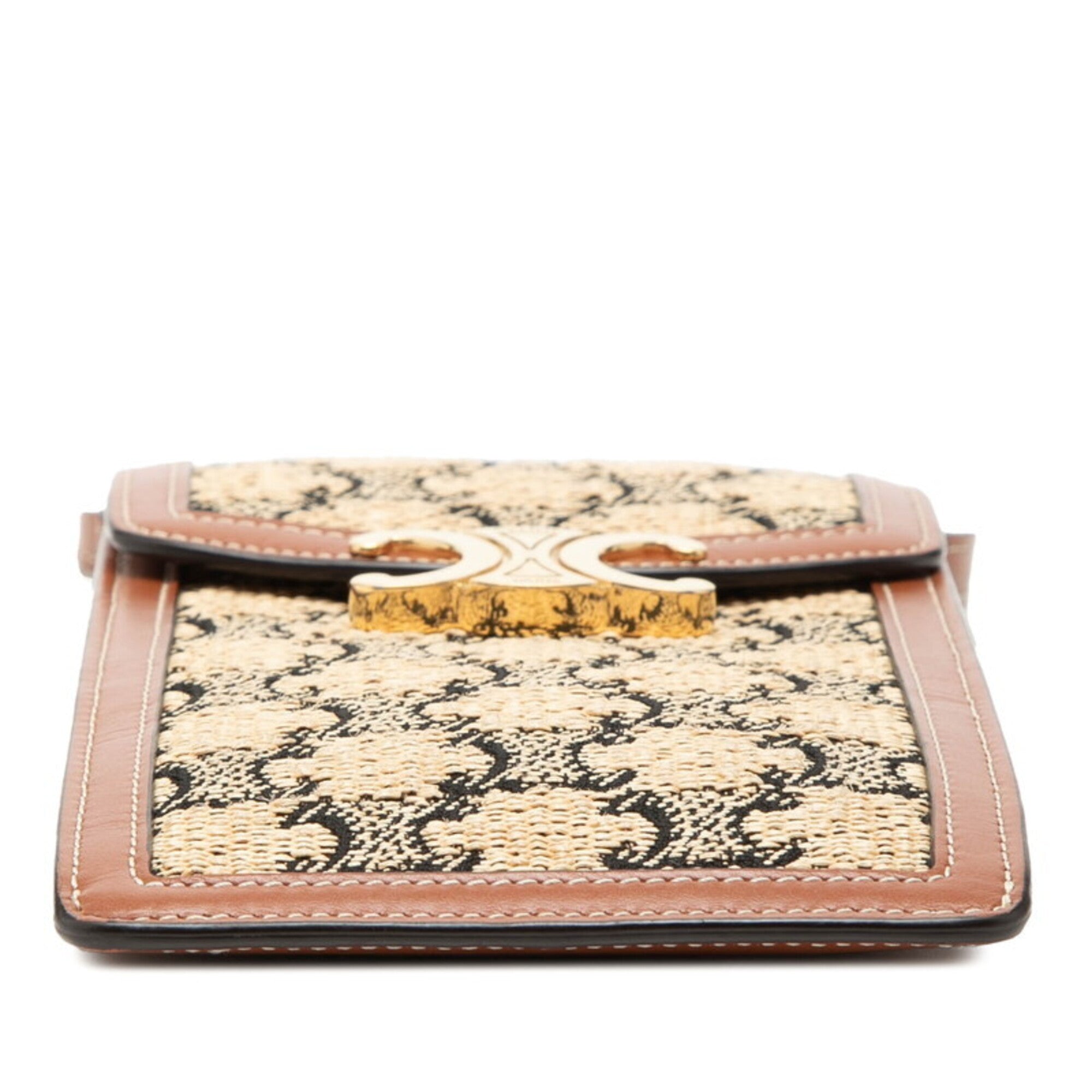 Celine Beige Brown Canvas Leather Shoulder Bag (Pre-Owned)