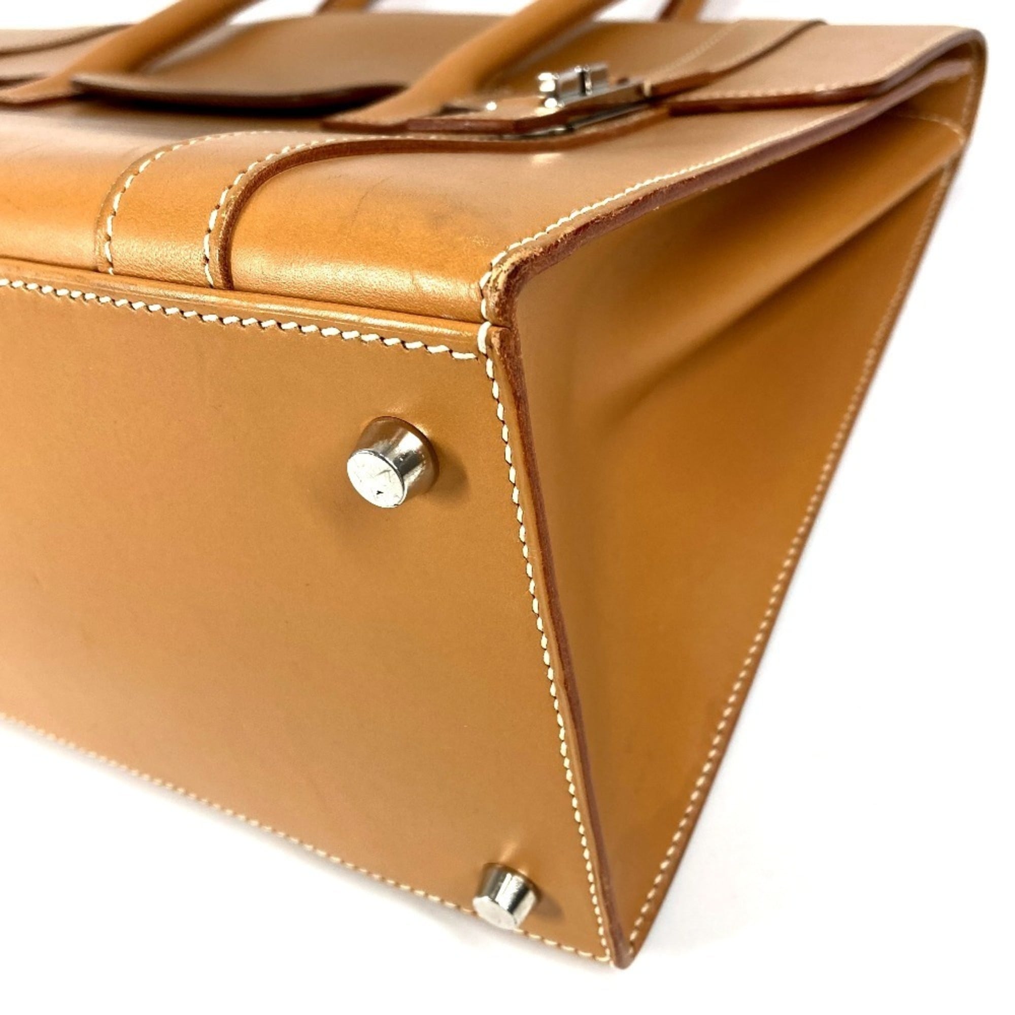 Hermes Natural Box Calf Leather Handbag Tote Bag (Pre-Owned)