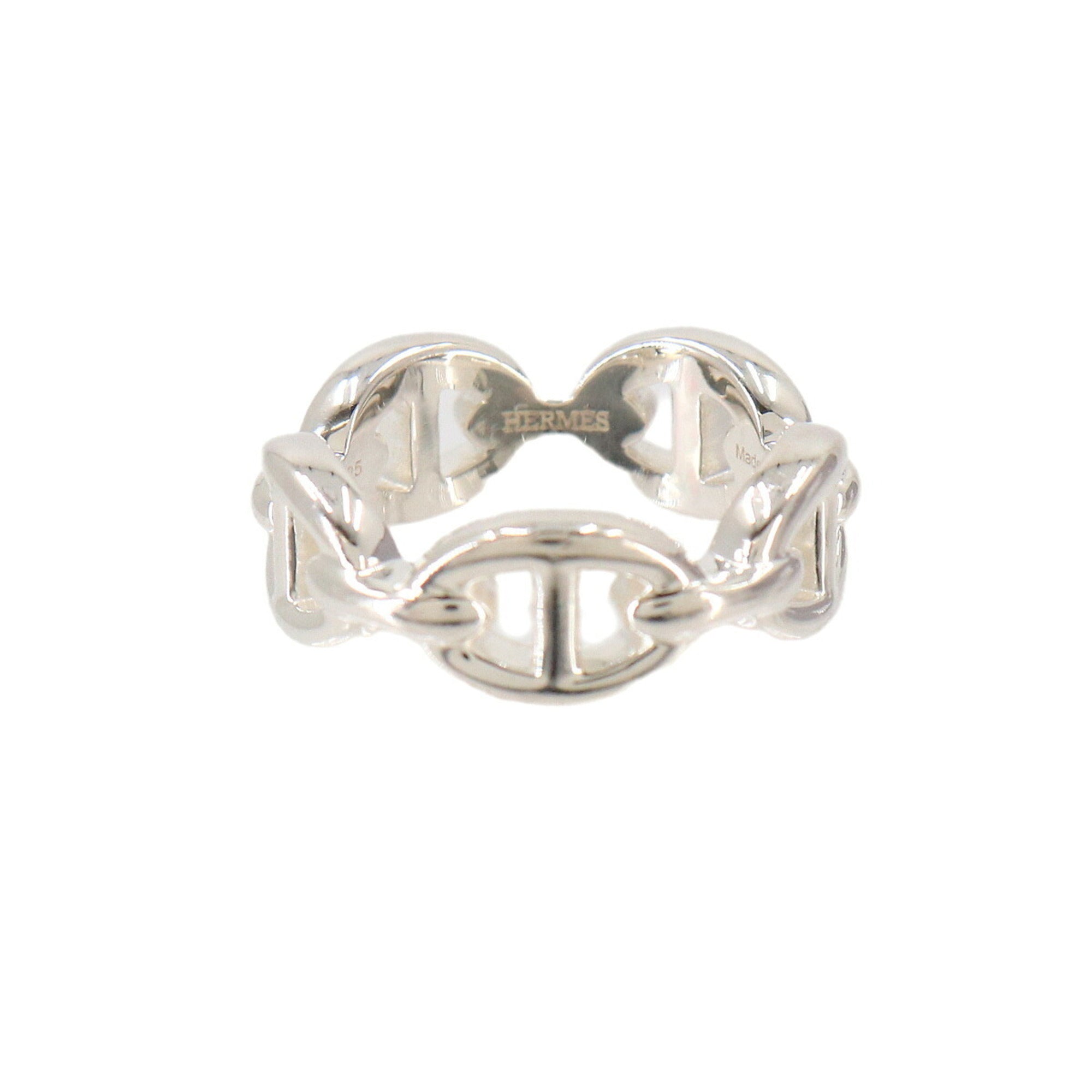 Hermes Silver Silver 925 Band Ring (Pre-Owned)