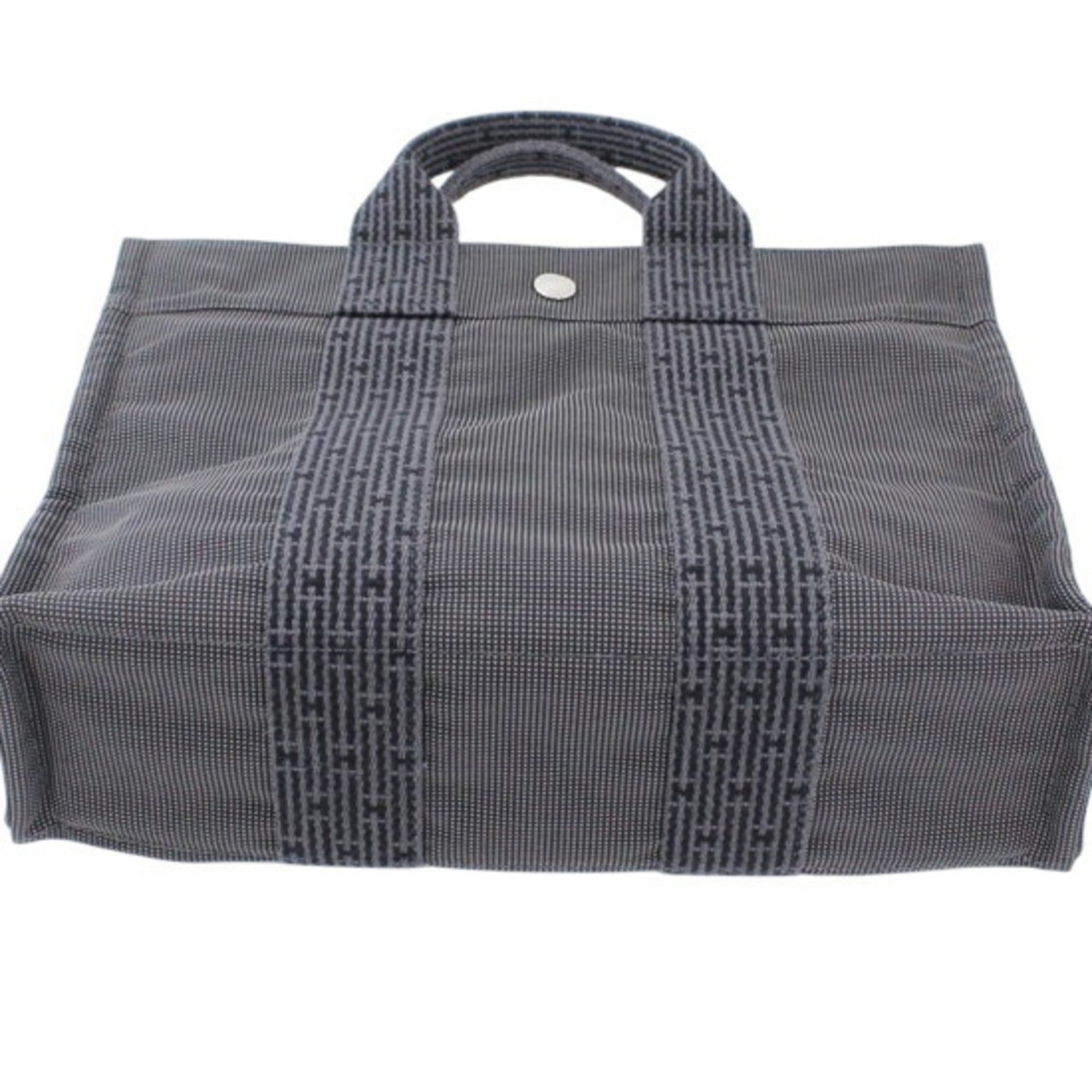Hermes Her Line Gray Canvas Handbag (Pre-Owned)