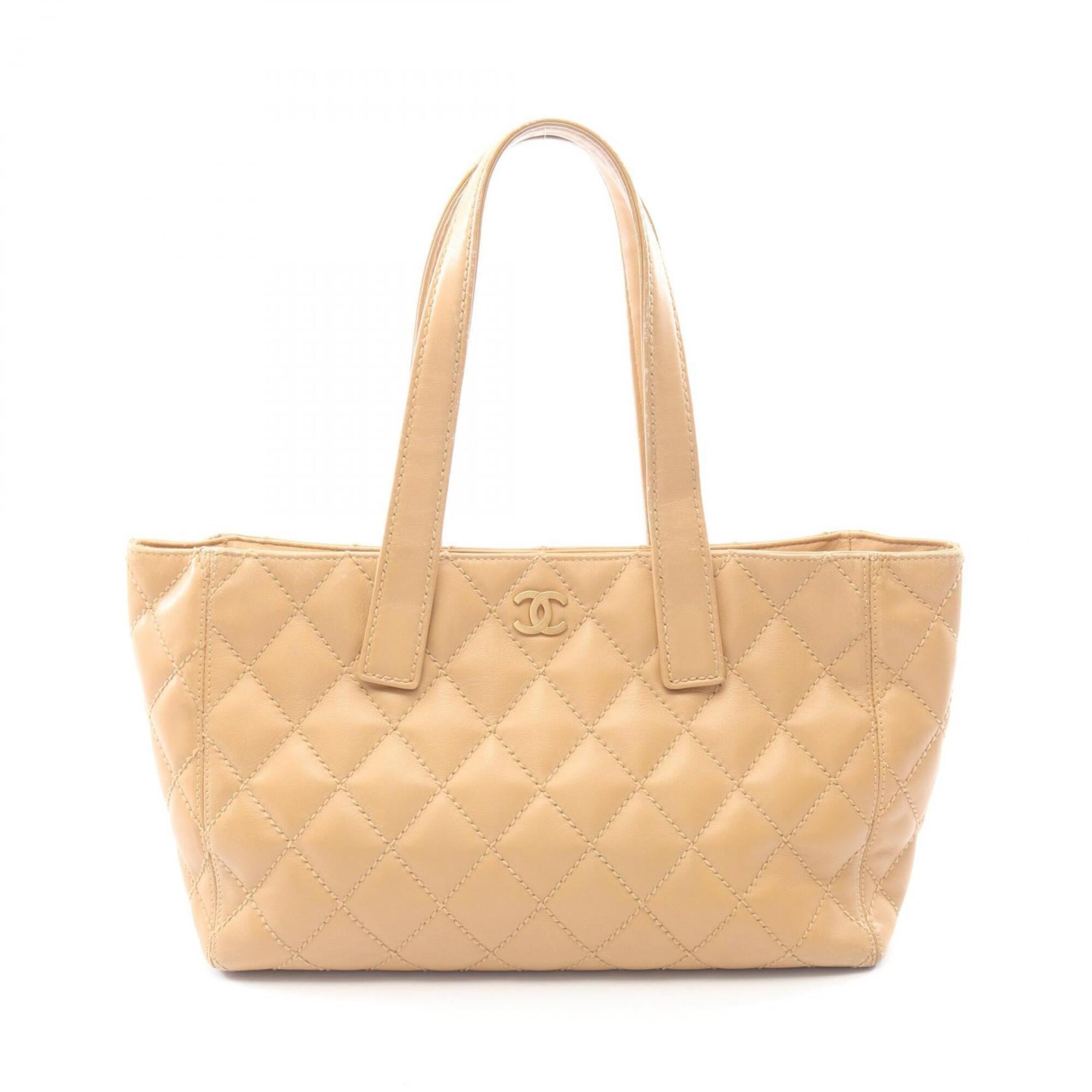 Chanel Beige Leather Handbag Tote Bag (Pre-Owned)