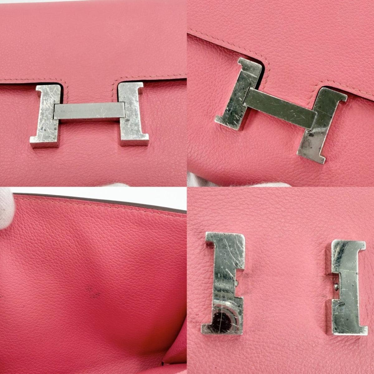 Hermes Pink Epsom Leather Chain/Shoulder Wallet (Pre-Owned)