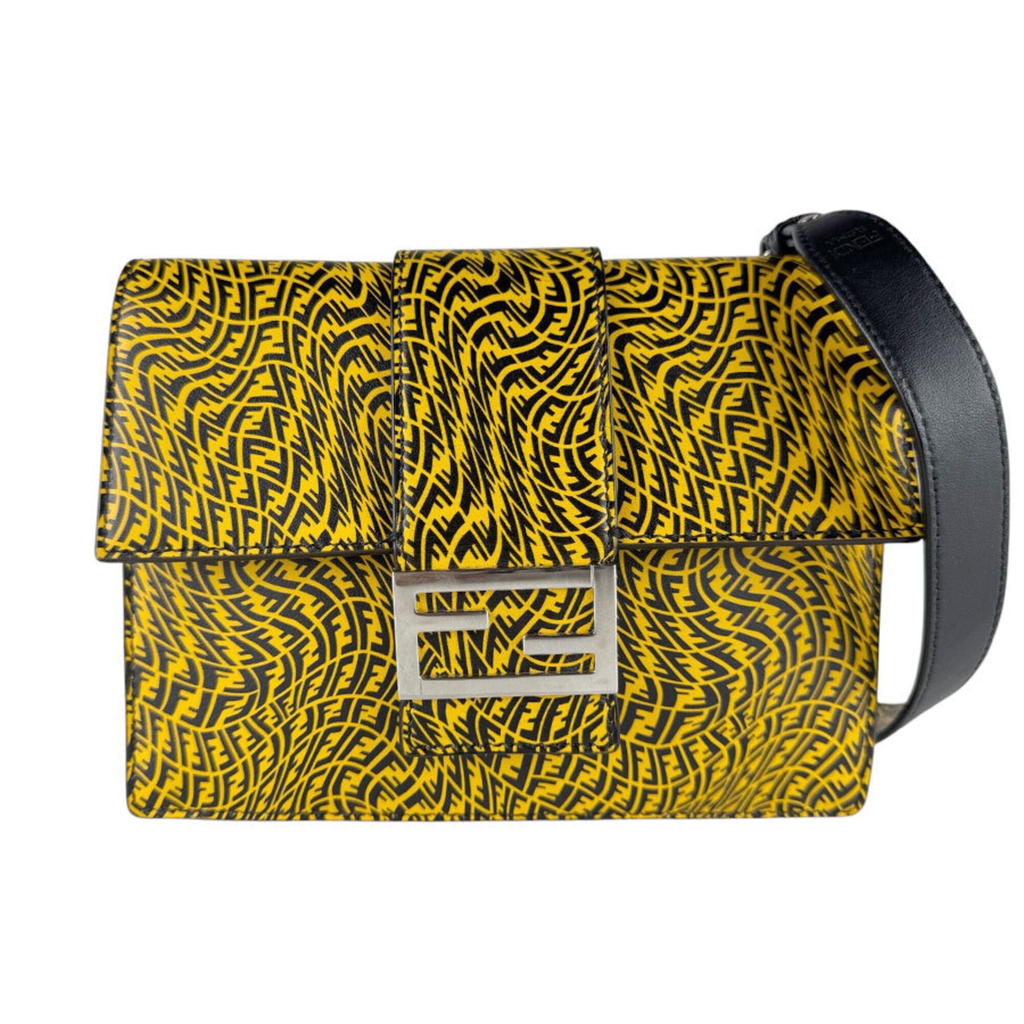 Fendi Black Yellow Leather Shoulder Bag (Pre-Owned)