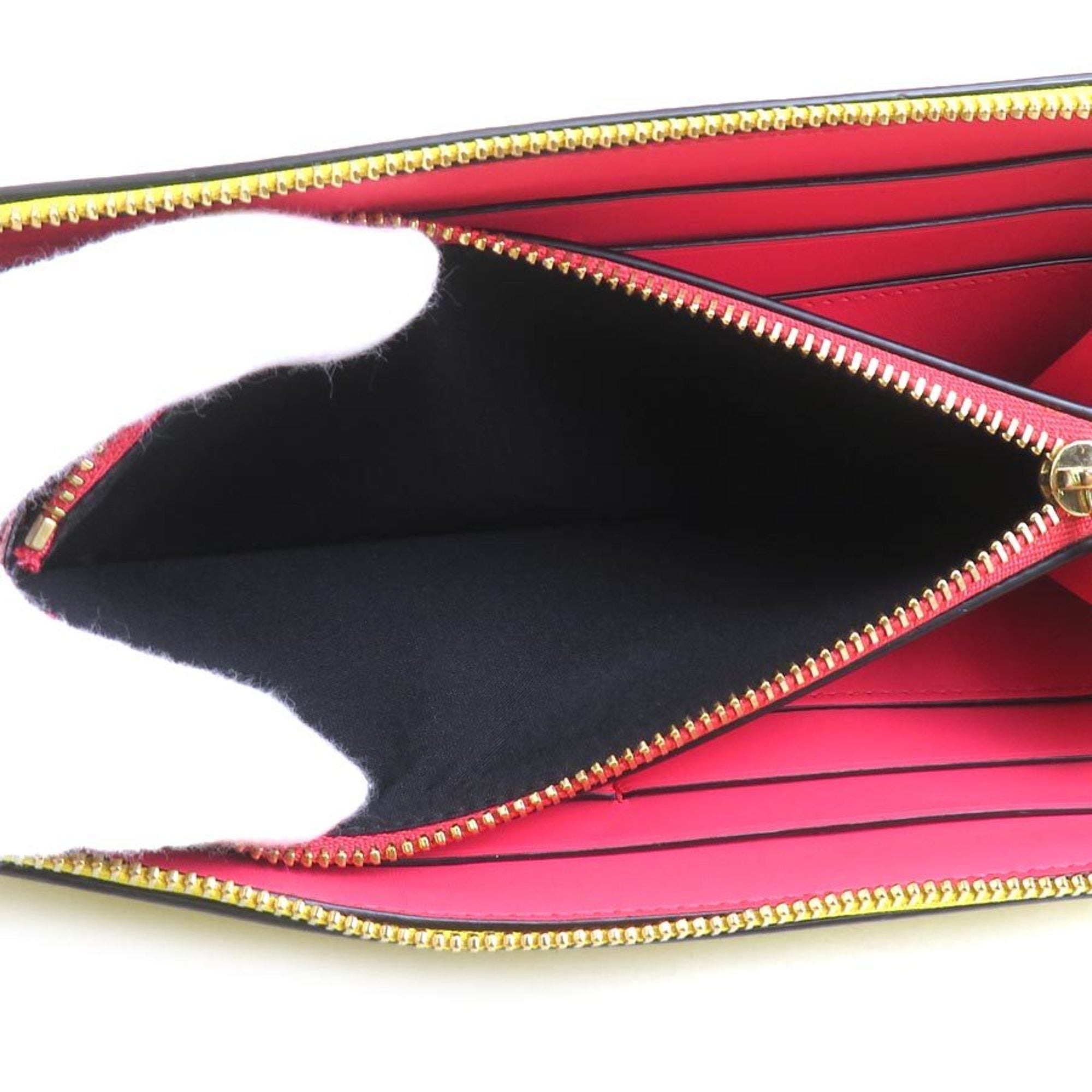 Bvlgari Pink Yellow Leather Long Wallet (Bi-Fold) (Pre-Owned)