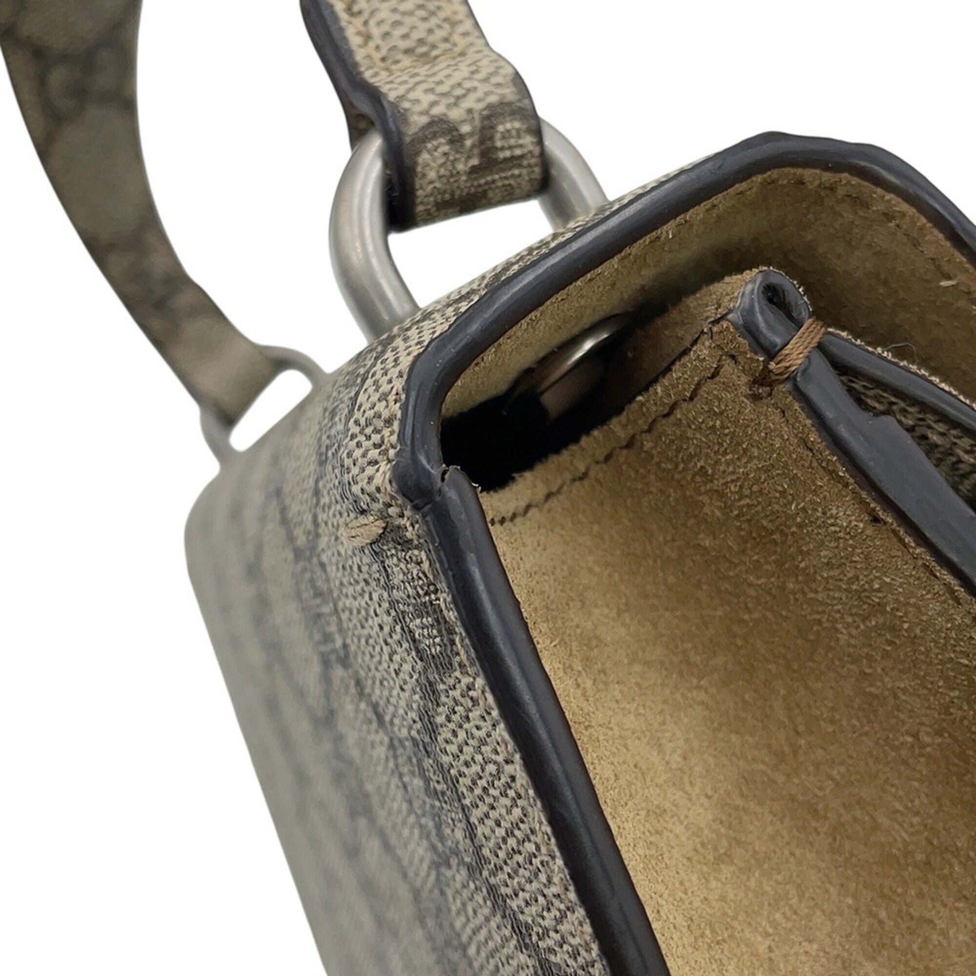 Gucci Beige Gg Supreme Suede Handbag Shoulder Bag (Pre-Owned)
