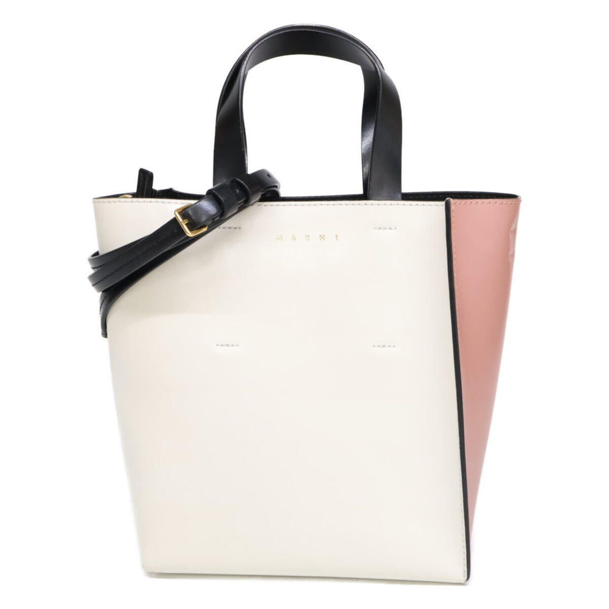 Marni Black Pink White Leather Tote Bag (Pre-Owned)