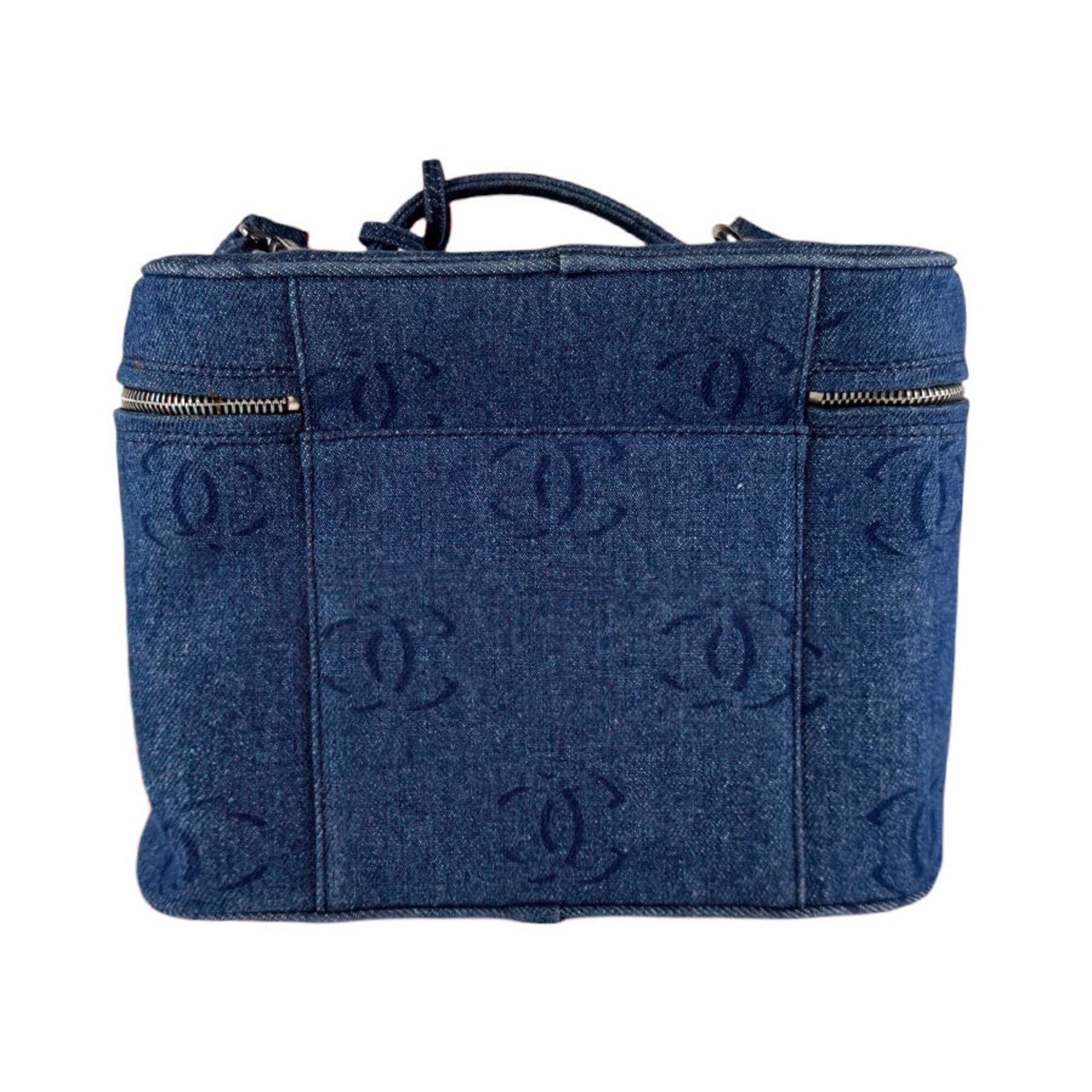 Chanel Blue Denim Shoulder Bag Vanity Bag (Pre-Owned)