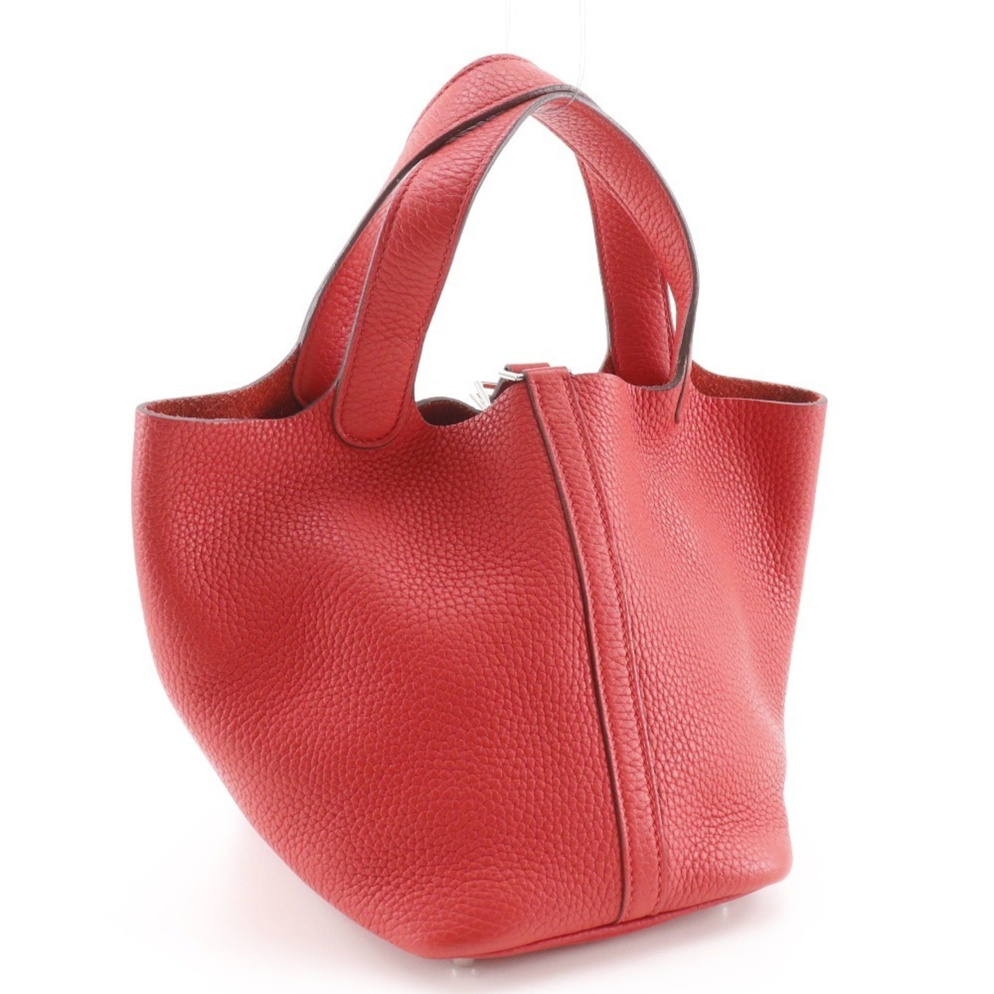 Hermes Picotin Red Color Taurillon Clemence Leather Handbag (Pre-Owned)