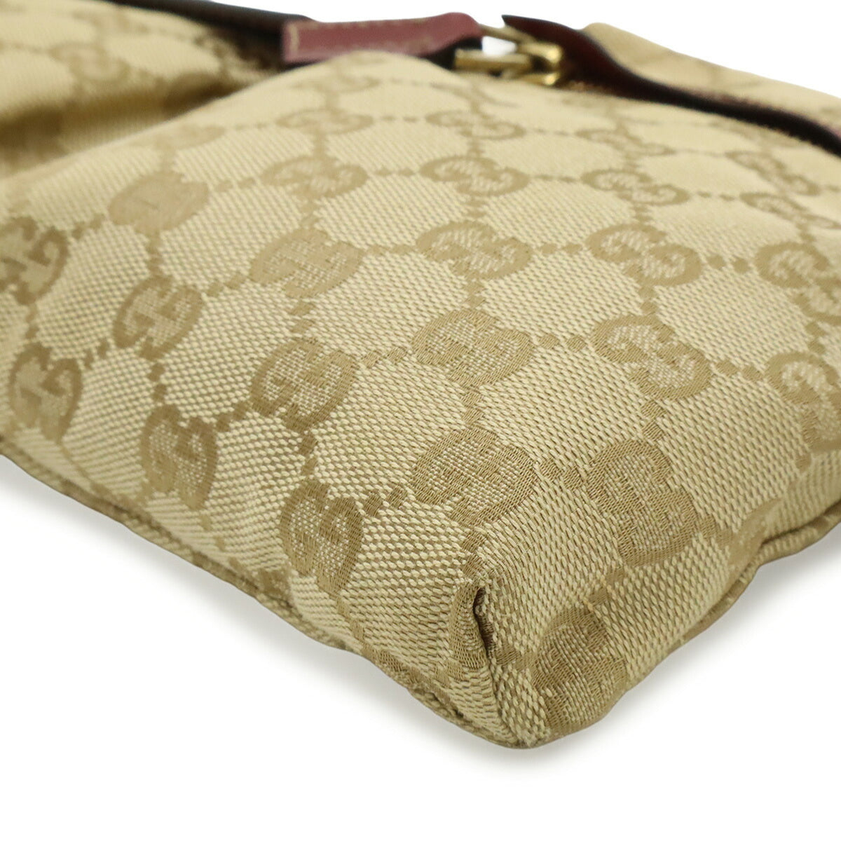 Gucci Beige Pink Red Canvas Leather Fanny Pack Sling Bag (Pre-Owned)