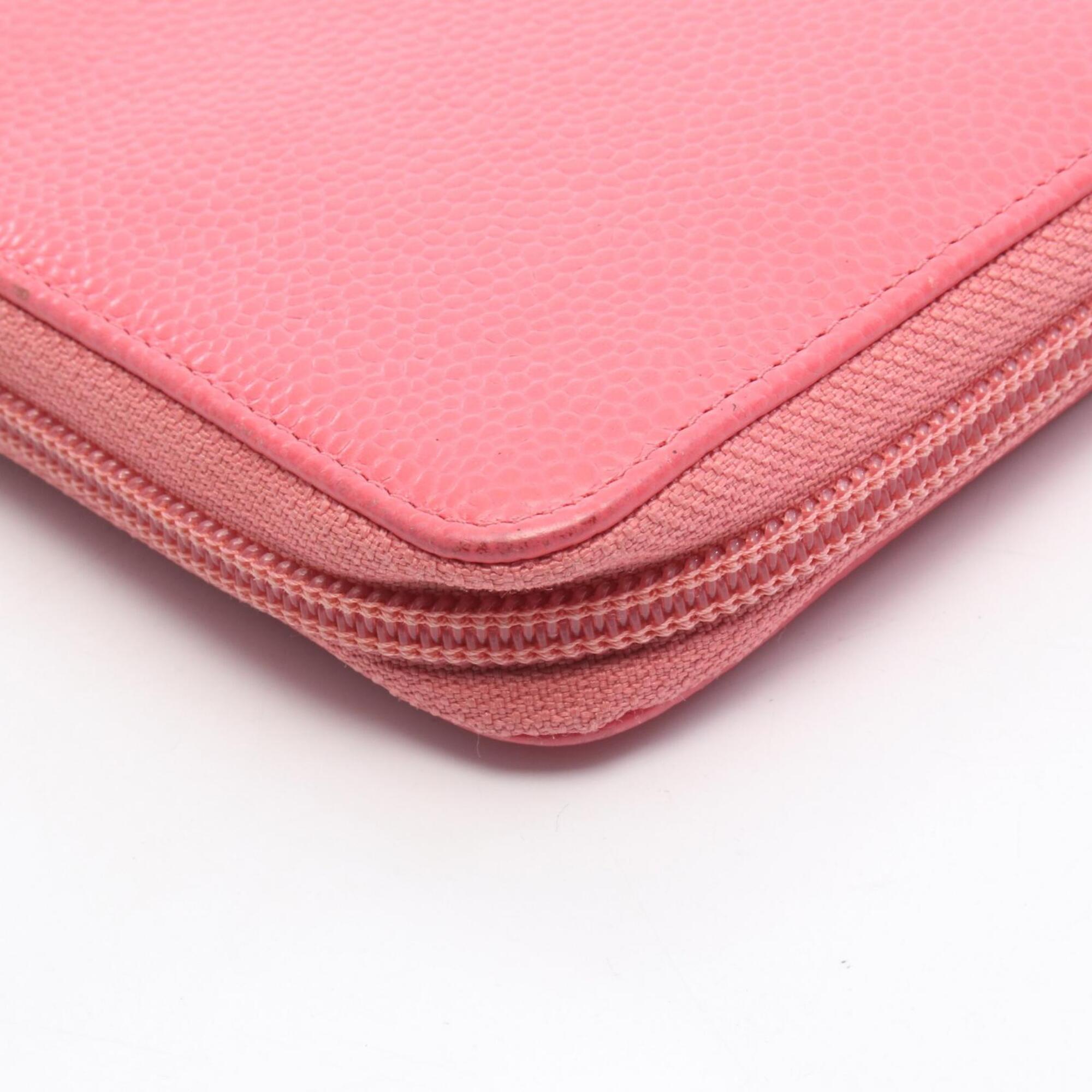 Chanel Pink Grained Calfskin Long Wallet (Bi-Fold) (Pre-Owned)