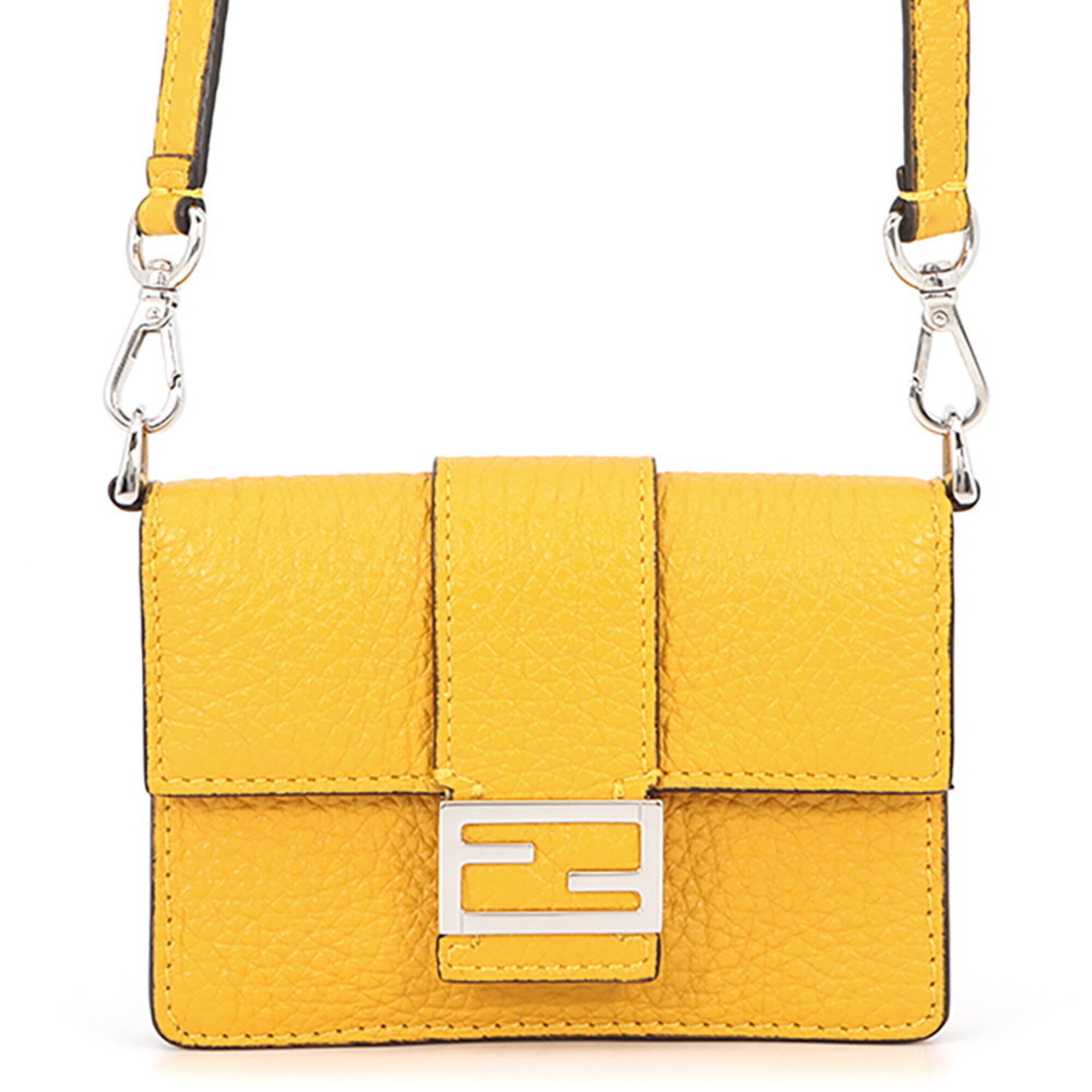 Fendi Baguette Yellow Leather Handbag Pochette Shoulder Bag (Pre-Owned)