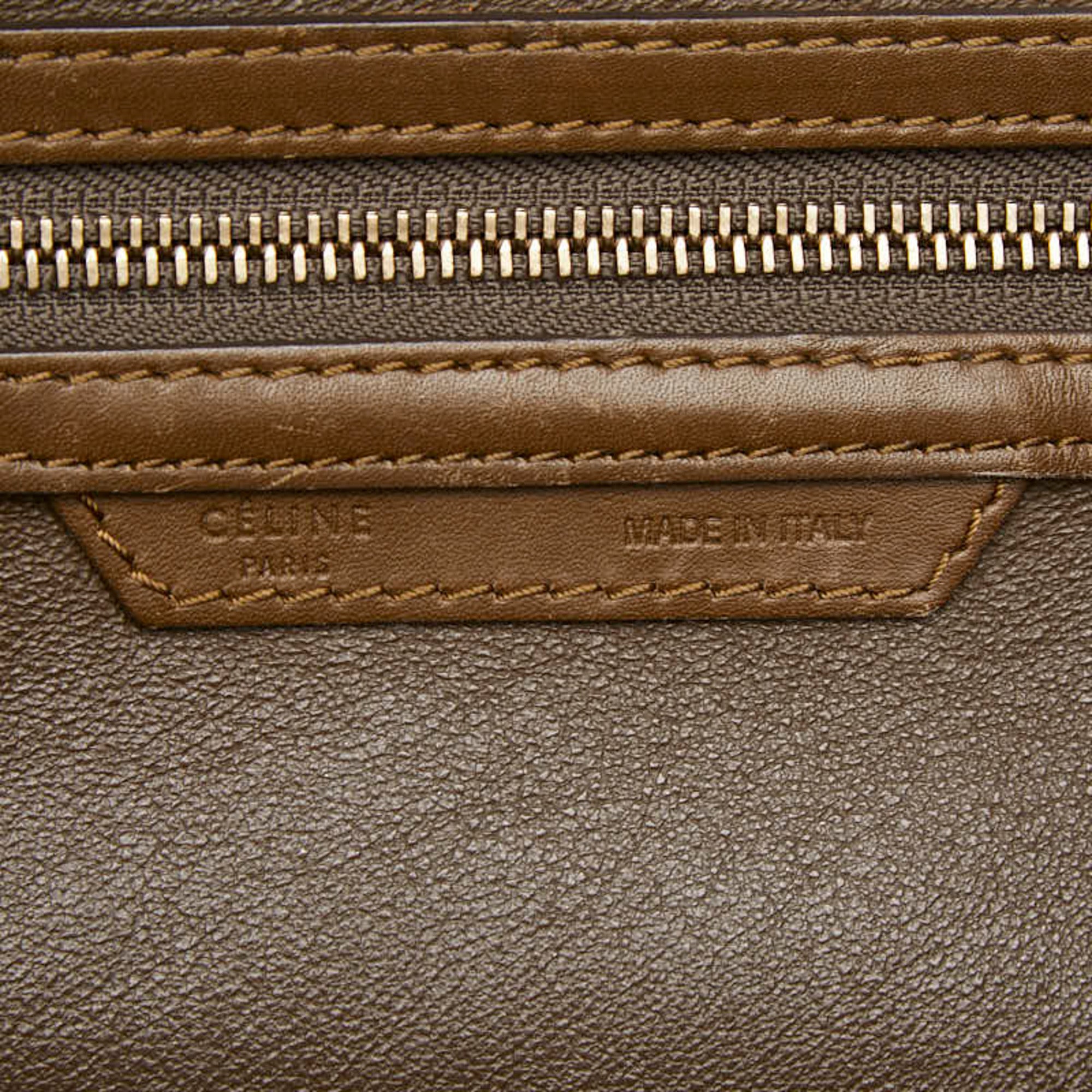 Celine Beige Brown Canvas Leather Handbag (Pre-Owned)