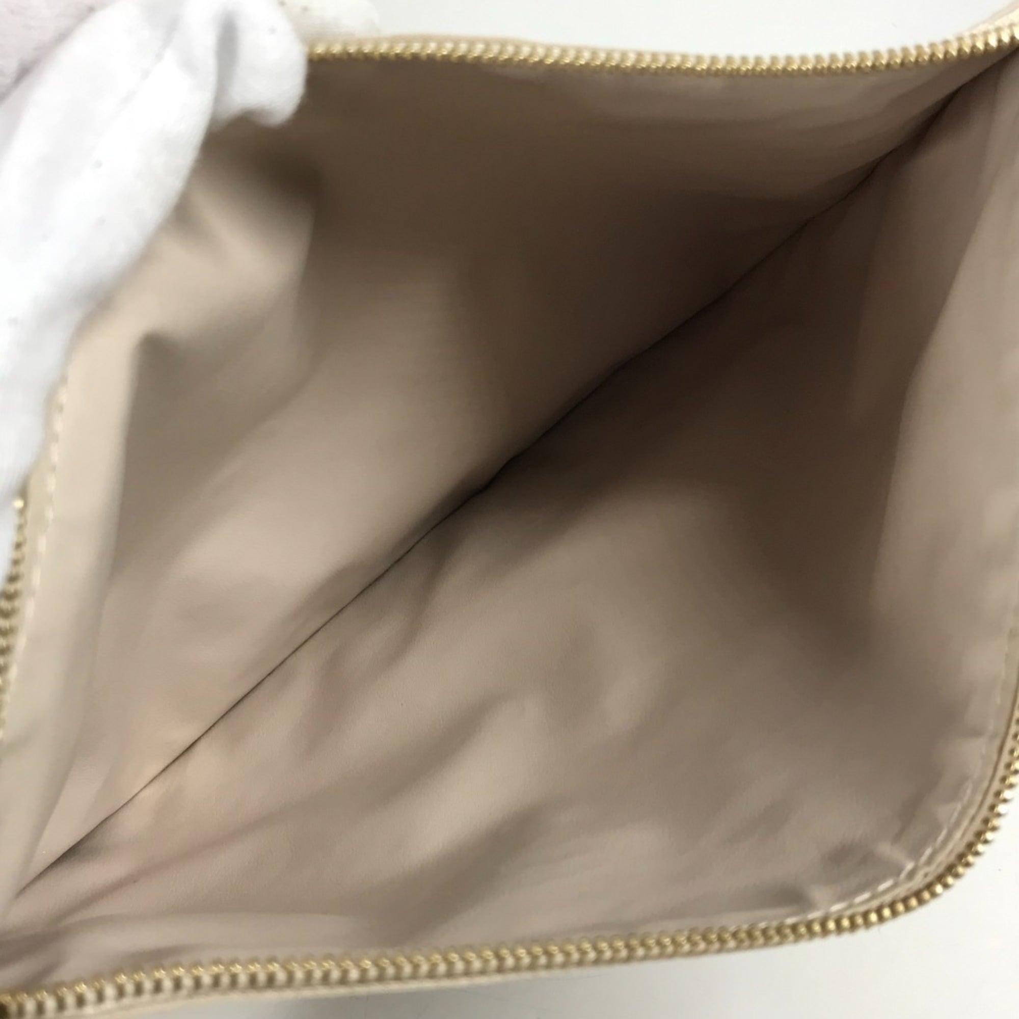 Louis Vuitton Pink Beige Canvas Leather Handbag Pouch Shoulder Bag (Pre-Owned)