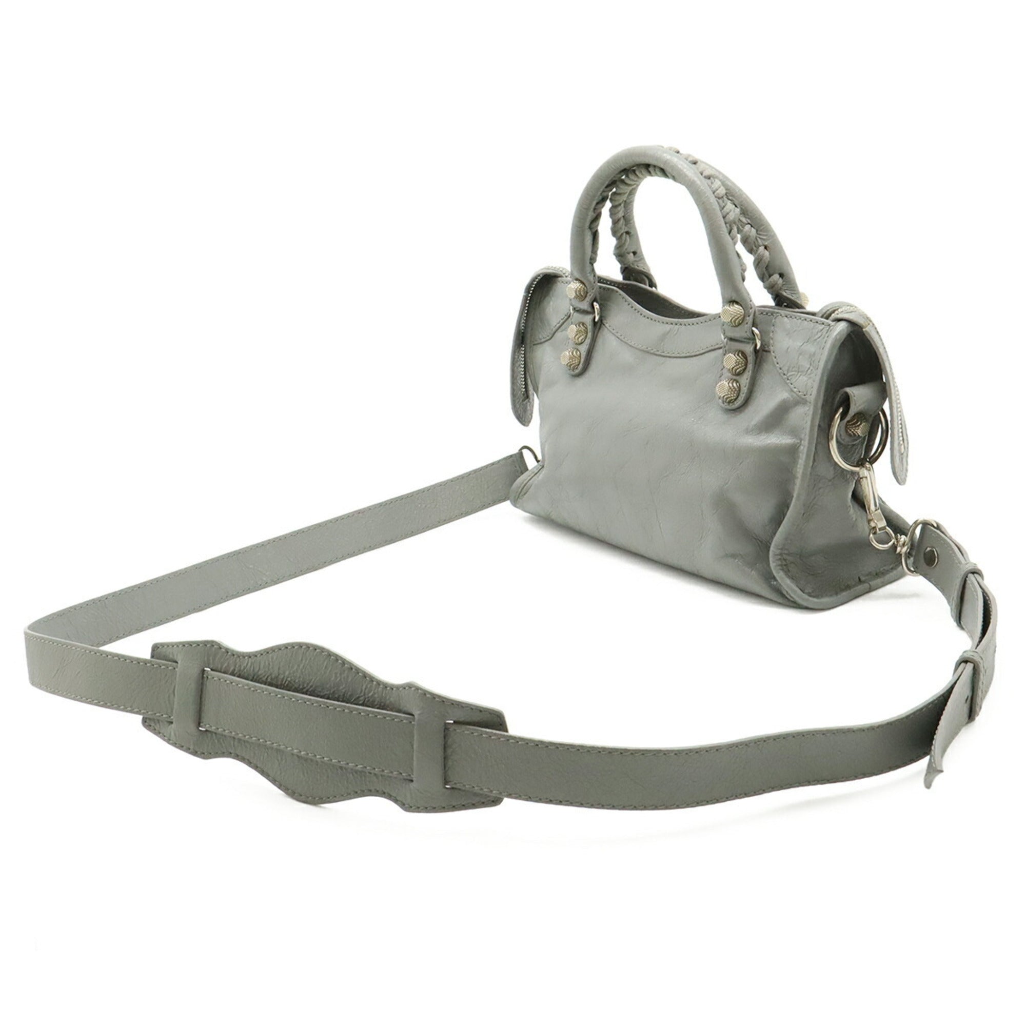 Balenciaga Gray Leather Handbag Shoulder Bag (Pre-Owned)