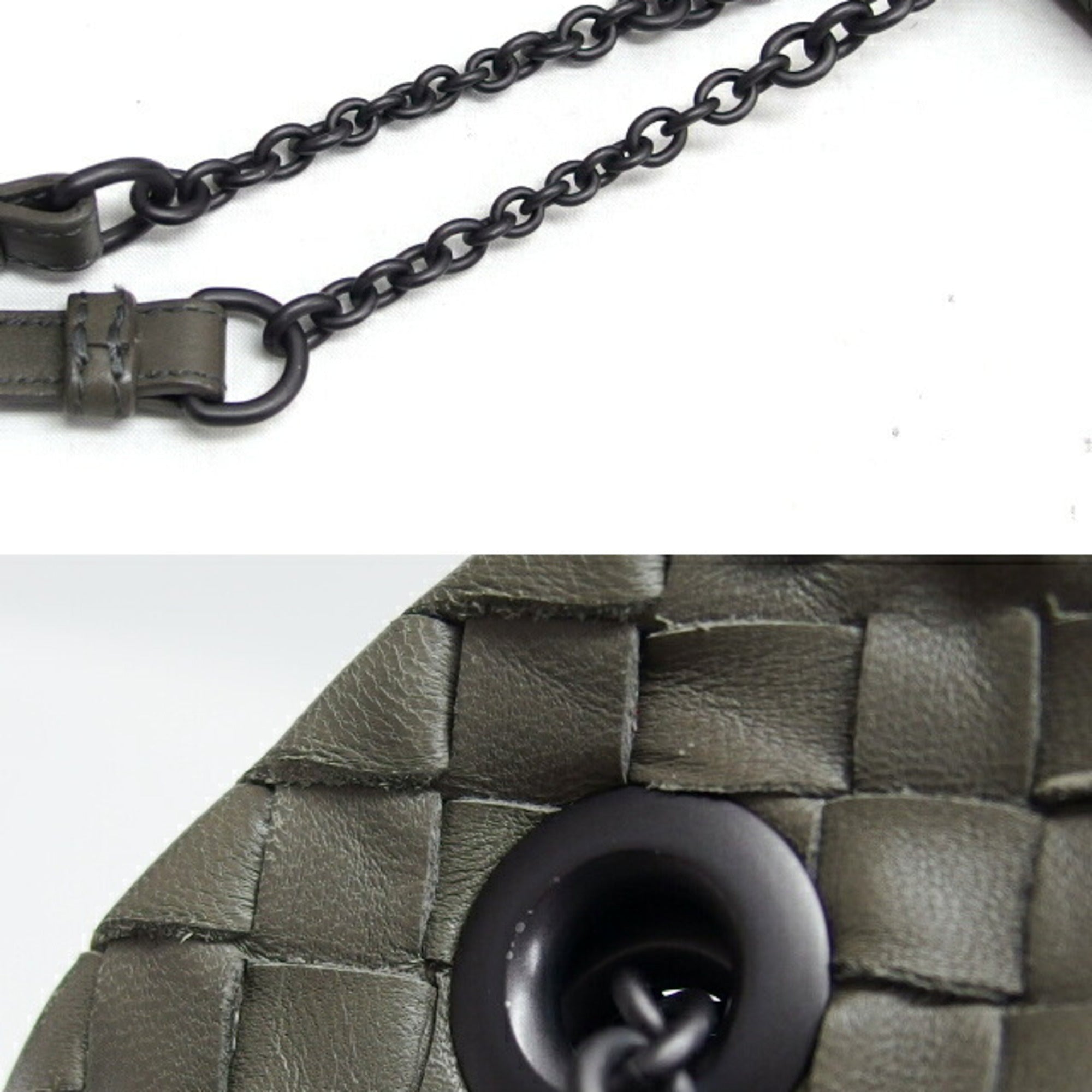 Bottega Veneta Intrecciato Gray Leather Handbag Shoulder Bag (Pre-Owned)