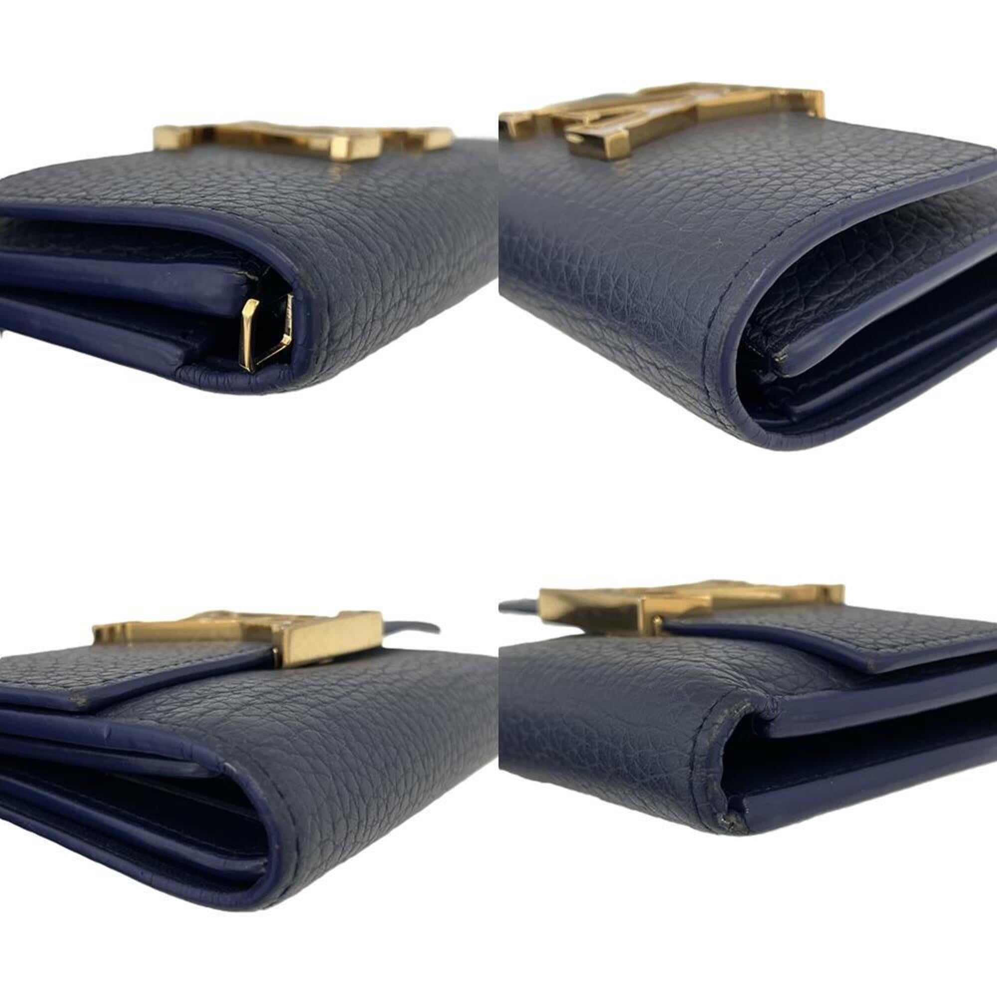 Louis Vuitton Navy Leather Wallet (Tri-Fold) (Pre-Owned)