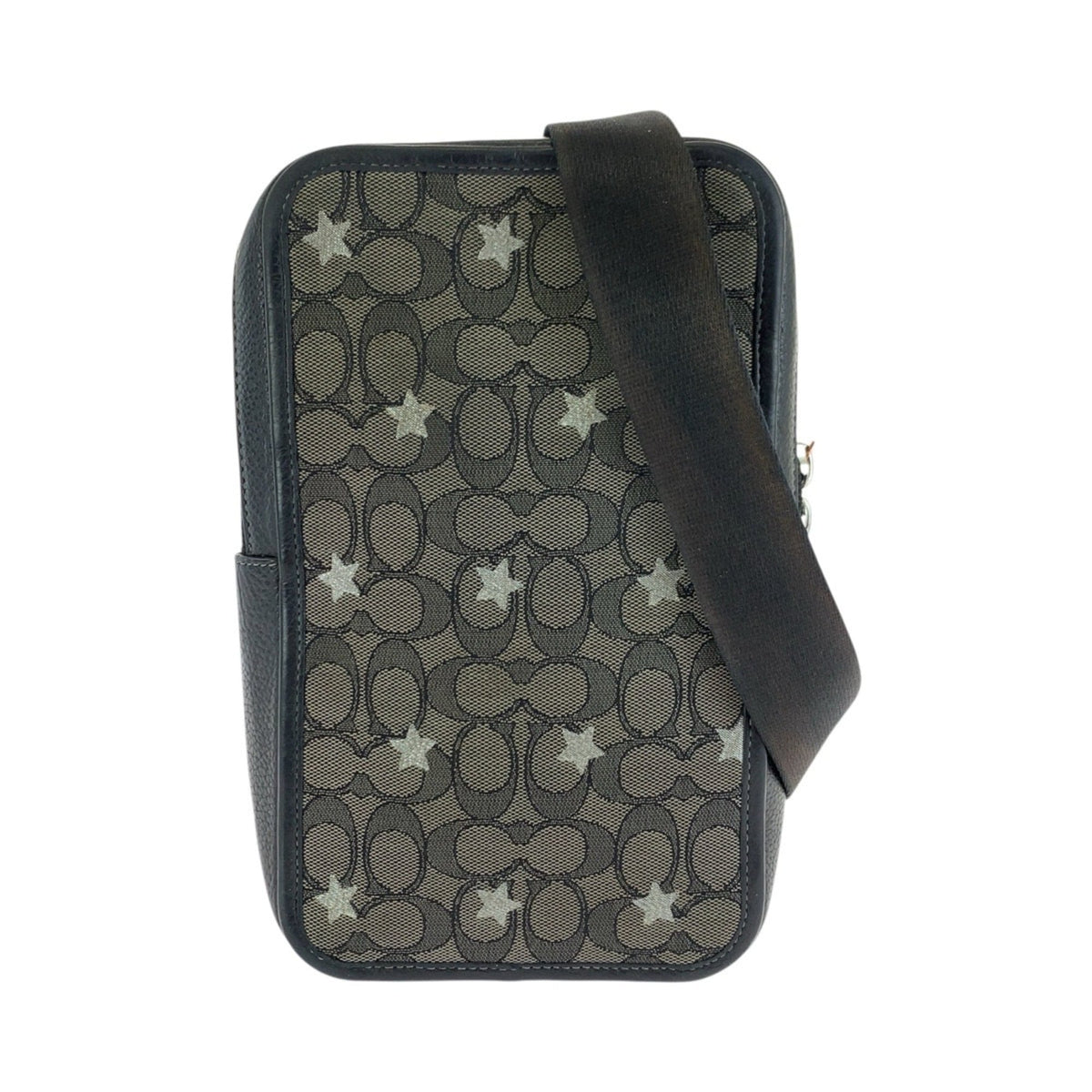 Coach Black Brown Leather Canvas Shoulder Bag Sling Bag (Pre-Owned)