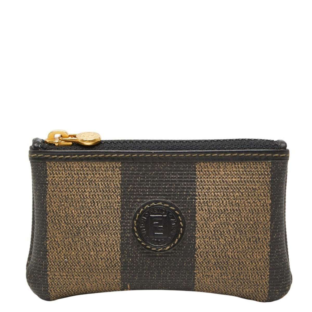 Fendi Black Brown Leather Coin Purse/Coin Case (Pre-Owned)