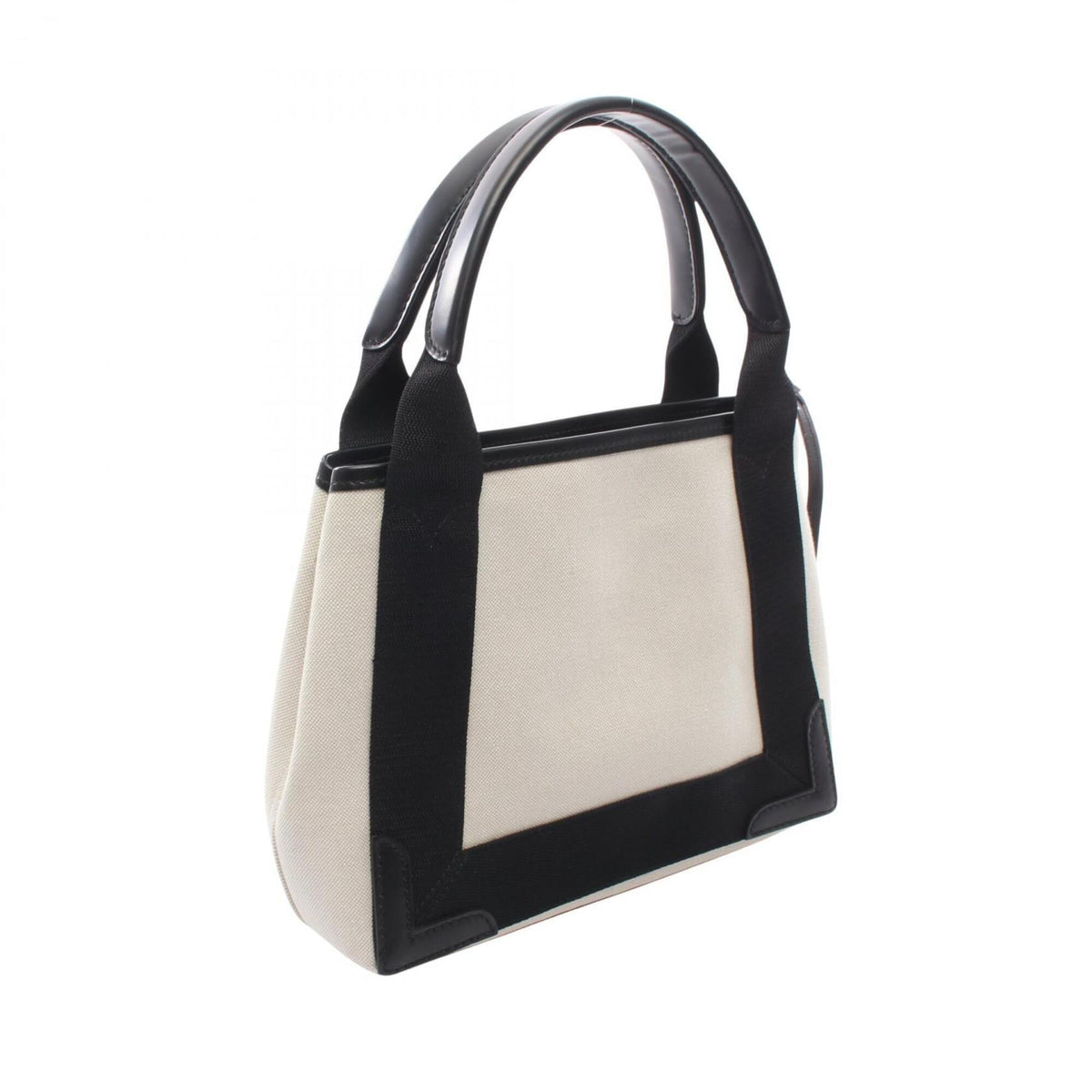 Balenciaga Black Ivory Canvas Leather Handbag Pouch (Pre-Owned)