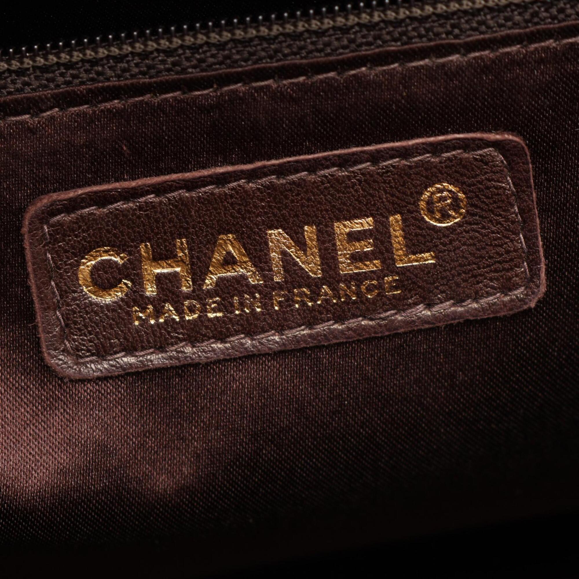 Chanel Brown Nylon Canvas Handbag Shoulder Bag (Pre-Owned)