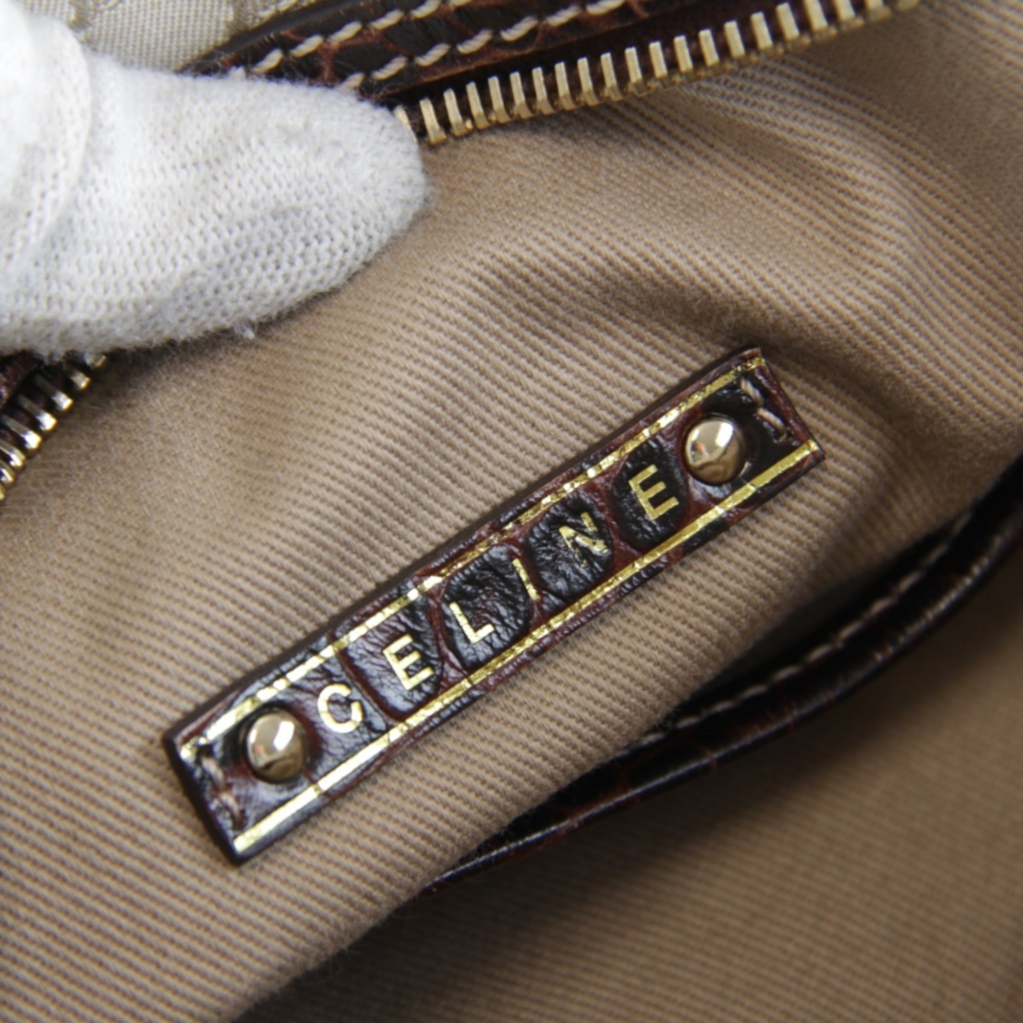 Celine Beige Canvas Boston Bag Handbag (Pre-Owned)