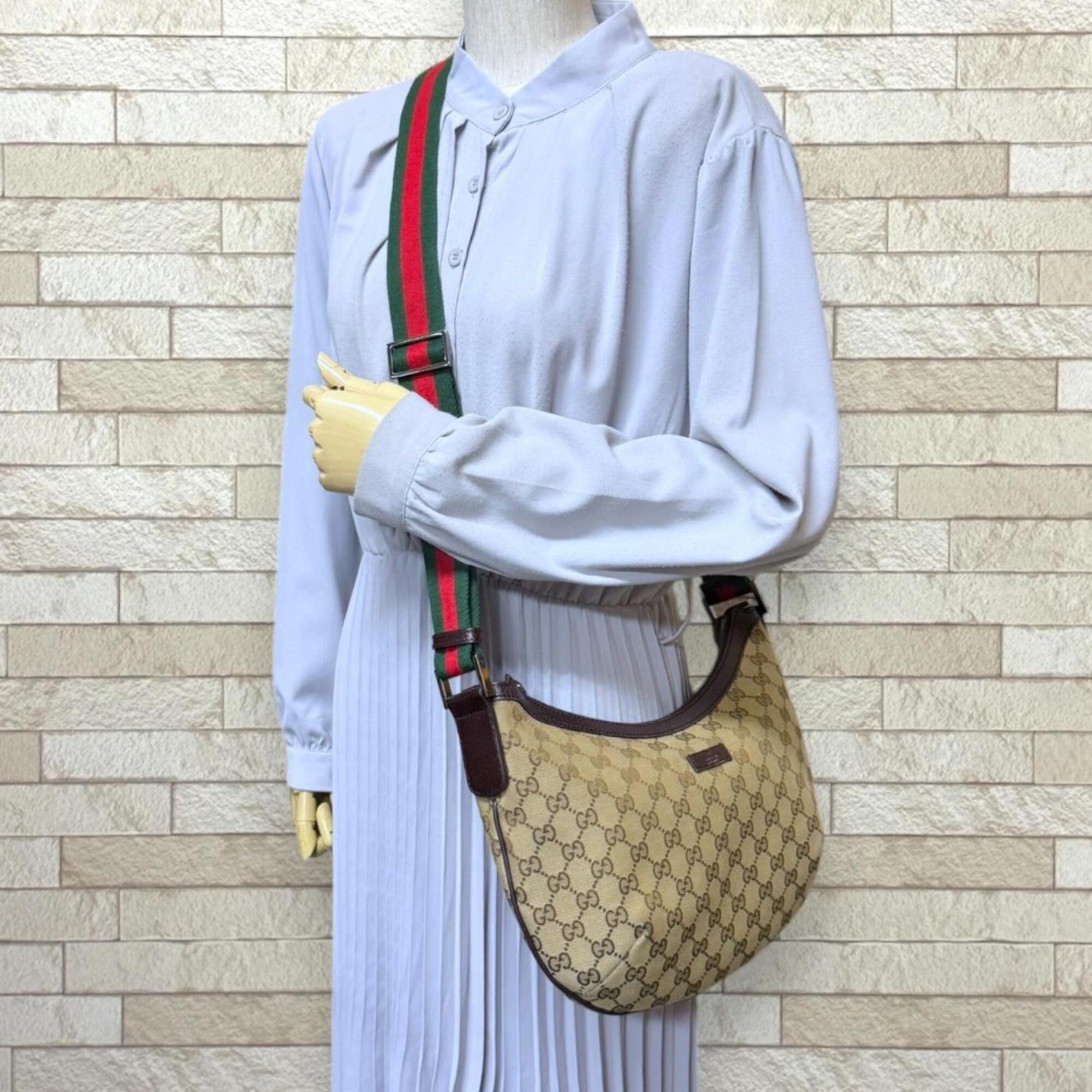Gucci Sherry Line Beige Brown Gg Canvas Handbag Shoulder Bag (Pre-Owned)