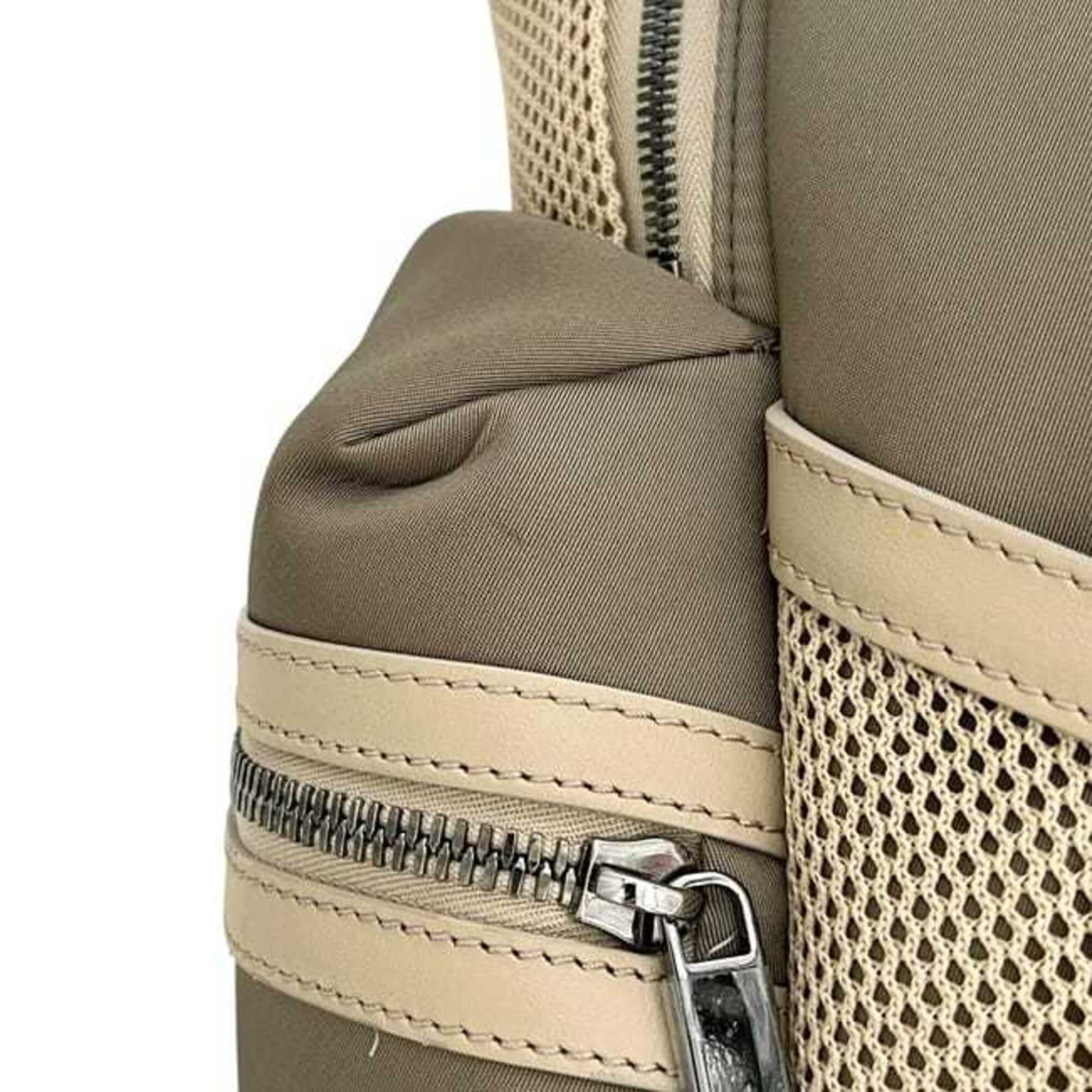Christian Dior Beige Khaki Nylon Rubber Leather Backpack (Pre-Owned)