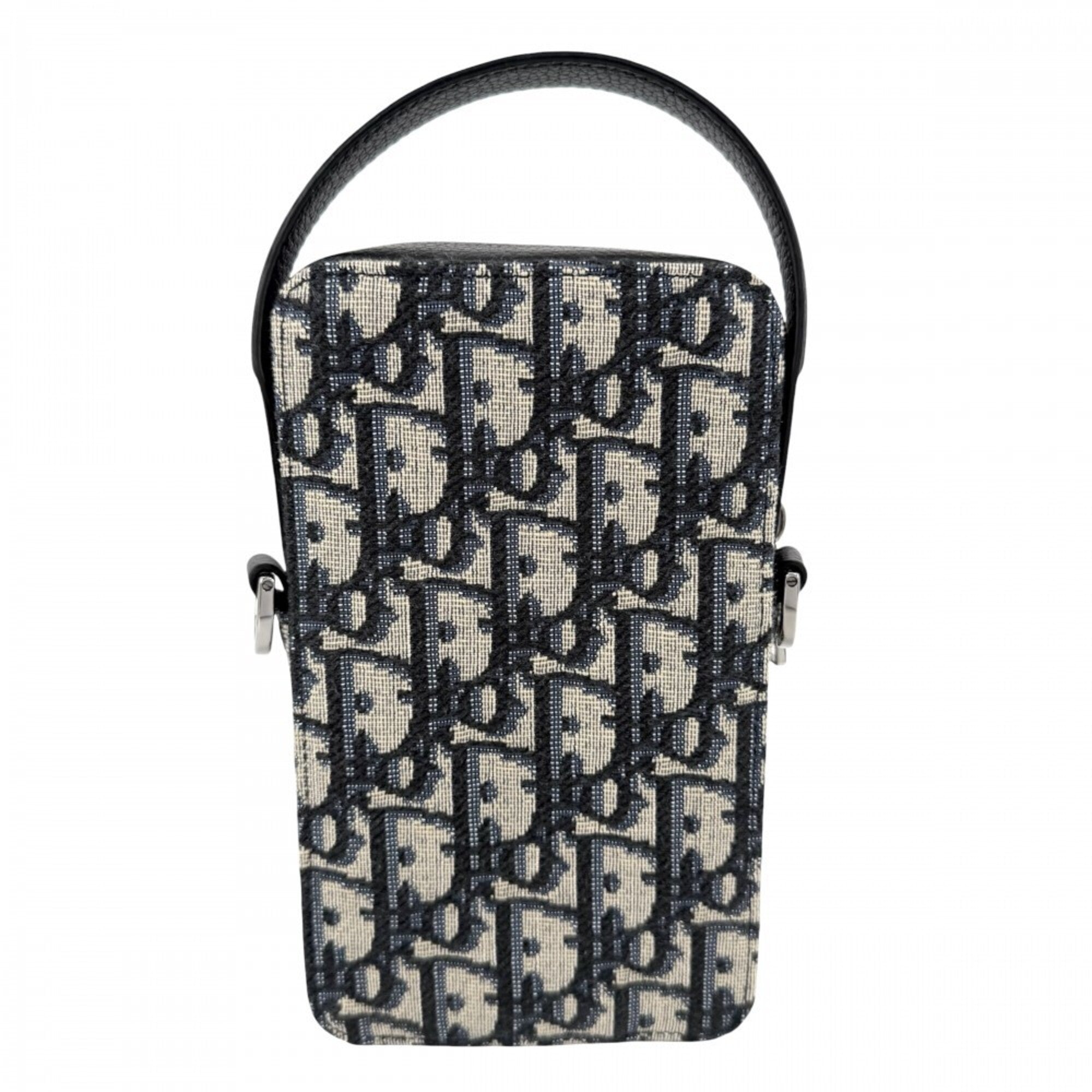Christian Dior Navy Canvas Leather Pouch Shoulder Bag (Pre-Owned)