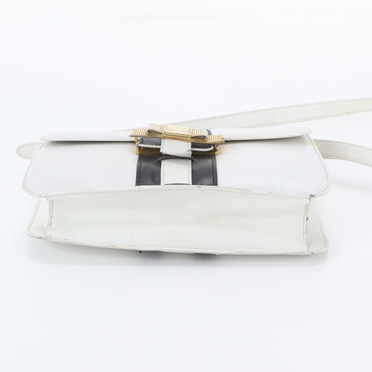 Celine Black White Leather Crossbody Bag Shoulder Bag (Pre-Owned)