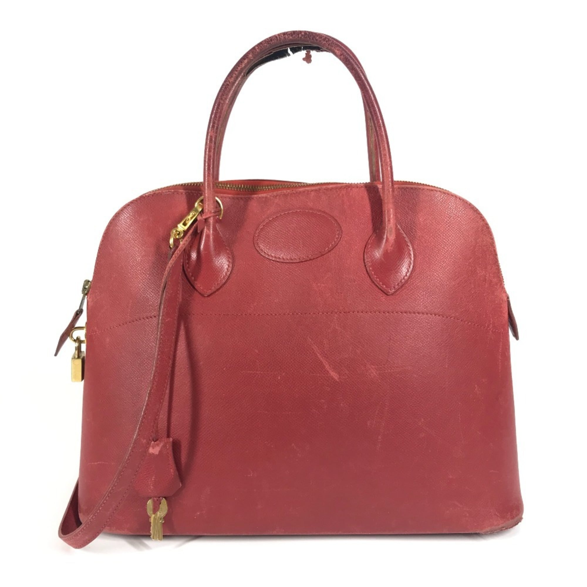Hermes Red Color Courchevel Leather Handbag Shoulder Bag (Pre-Owned)