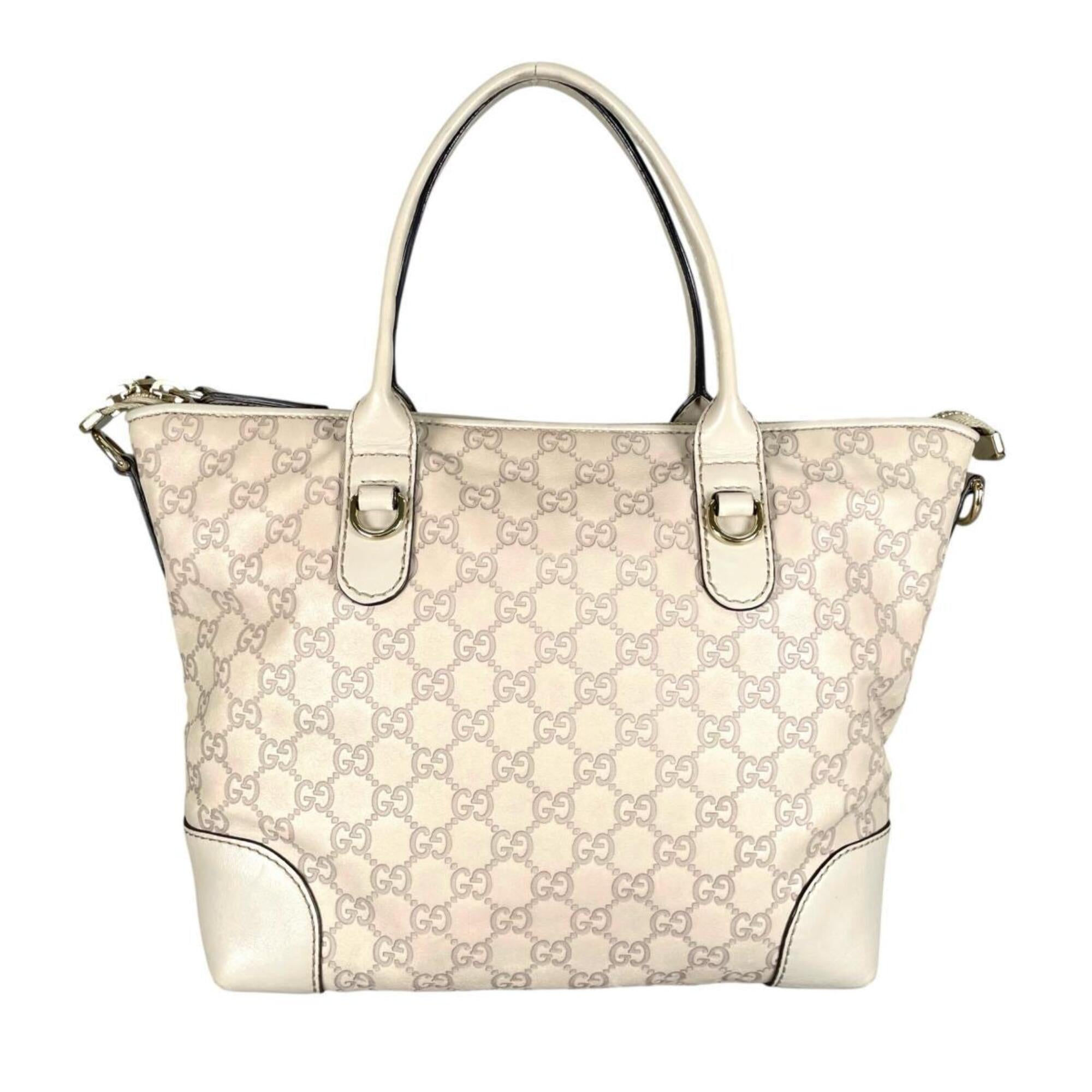 Gucci Beige Leather Shoulder Bag Tote Bag (Pre-Owned)