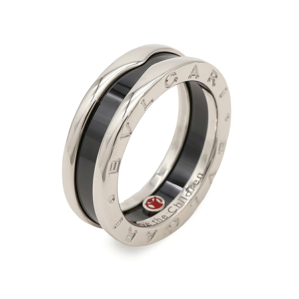 Bvlgari B.Zero1 Silver Black Ceramic Silver 925 Band Ring (Pre-Owned)