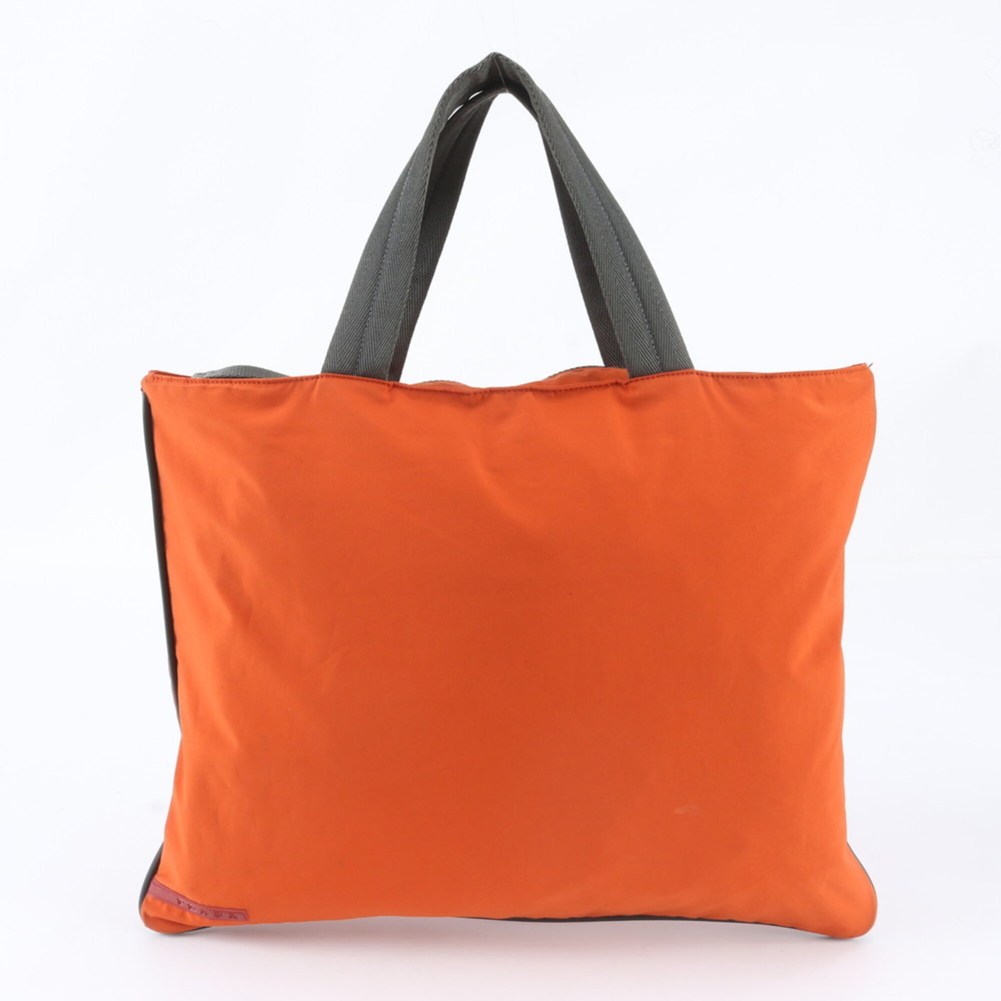 Pradasports Khaki Orange Nylon Handbag Tote Bag (Pre-Owned)
