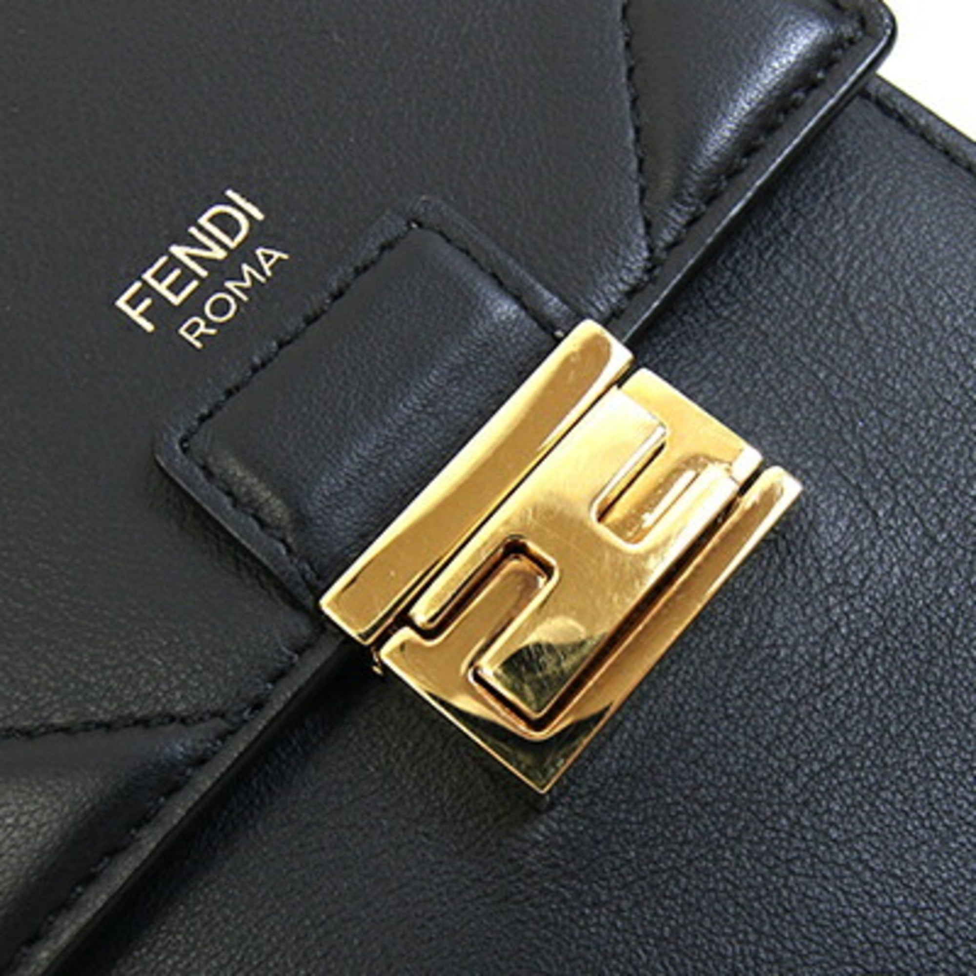 Fendi Black Leather Pochette Shoulder Bag (Pre-Owned)