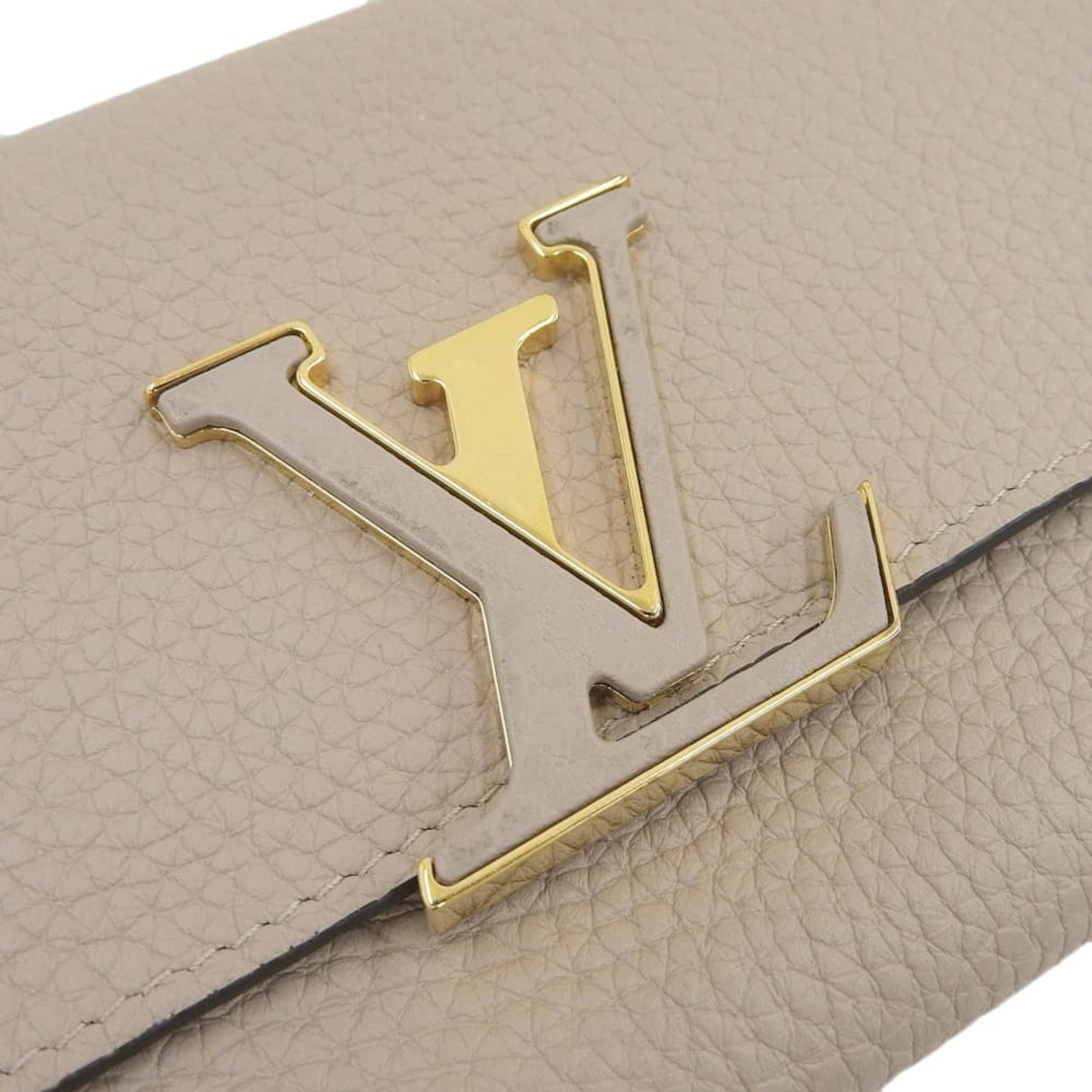 Louis Vuitton Beige Leather Long Wallet (Bi-Fold) (Pre-Owned)