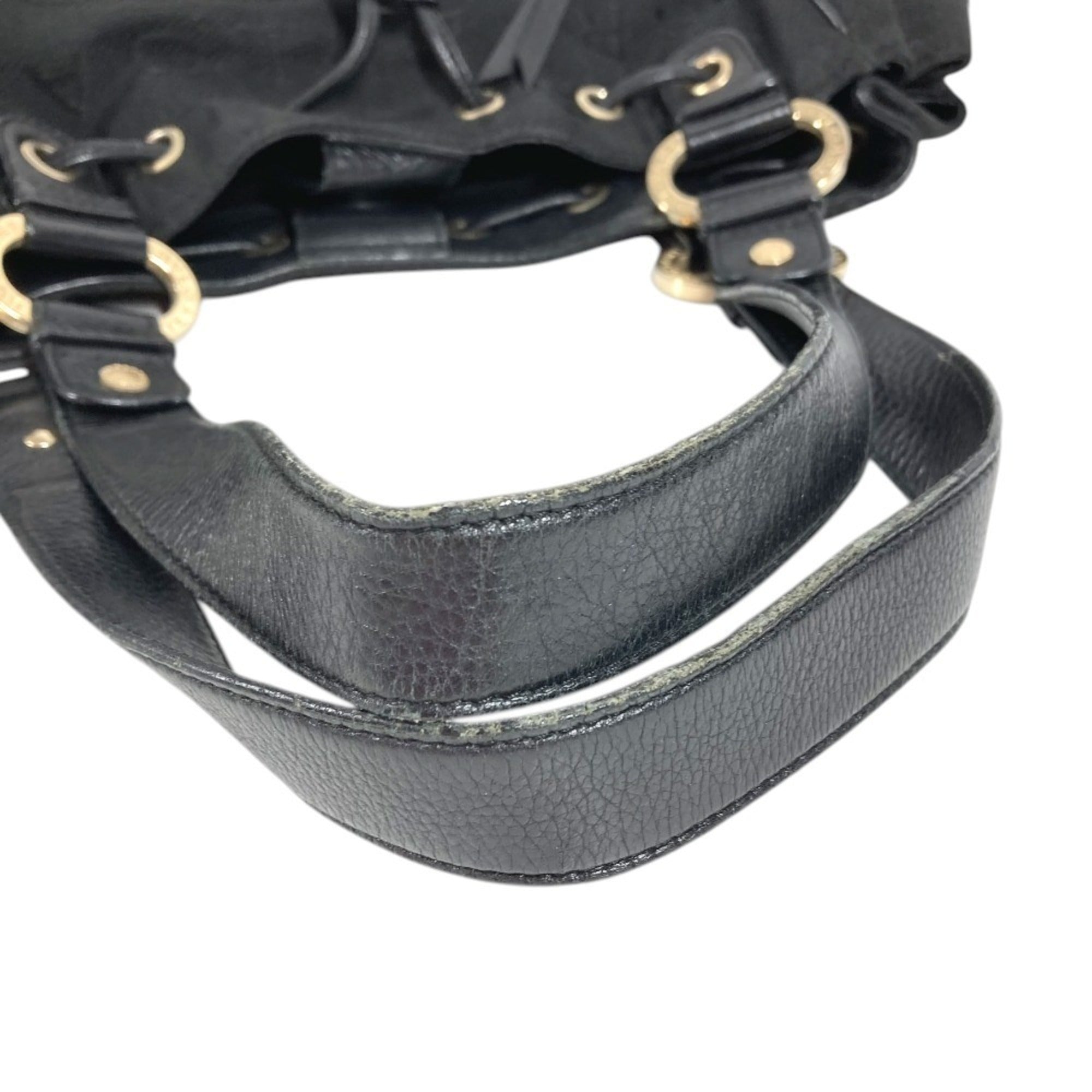 Bvlgari Black Canvas Leather Shoulder Bag Tote Bag (Pre-Owned)