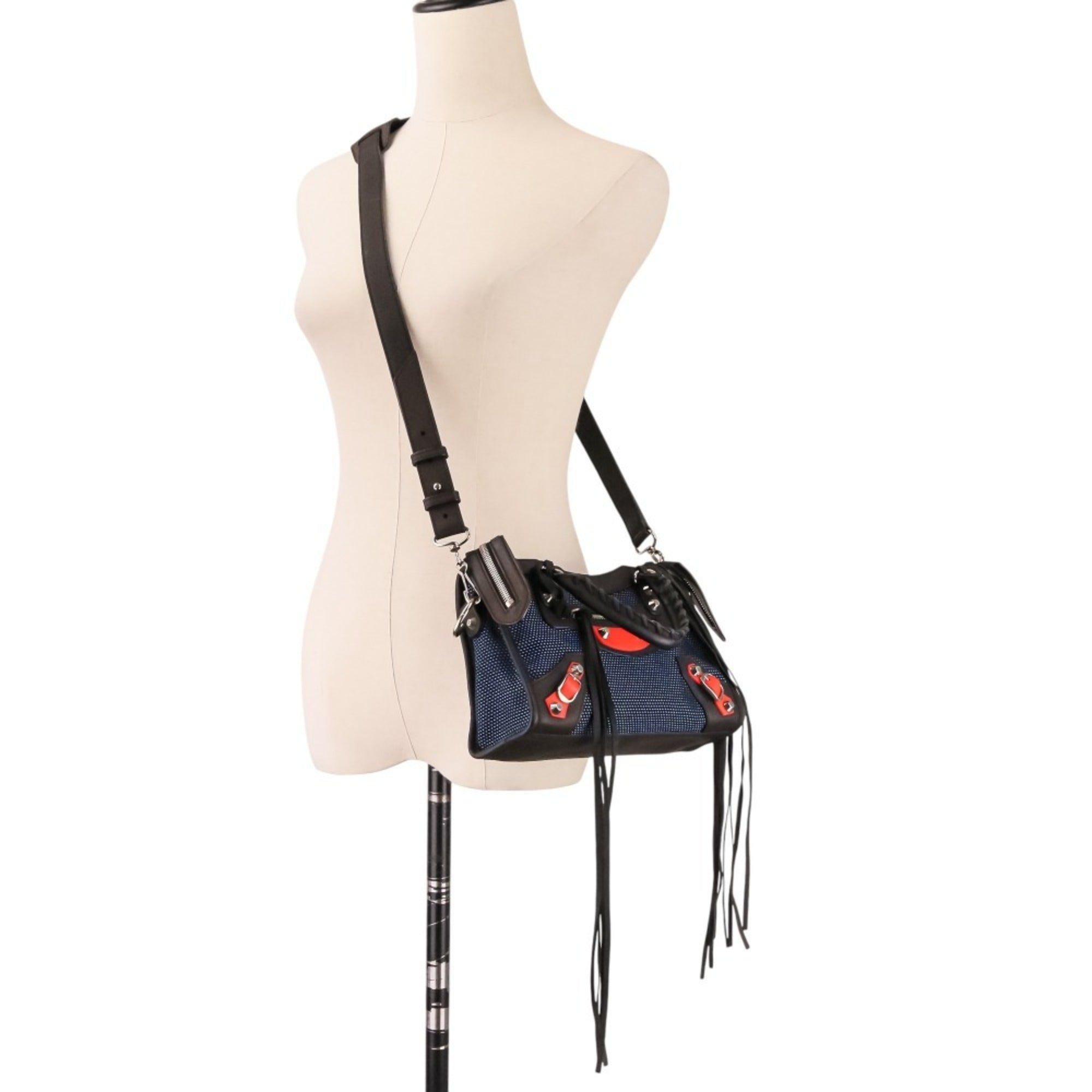 Balenciaga Dark Brown Navy Orange Handbag (Pre-Owned)