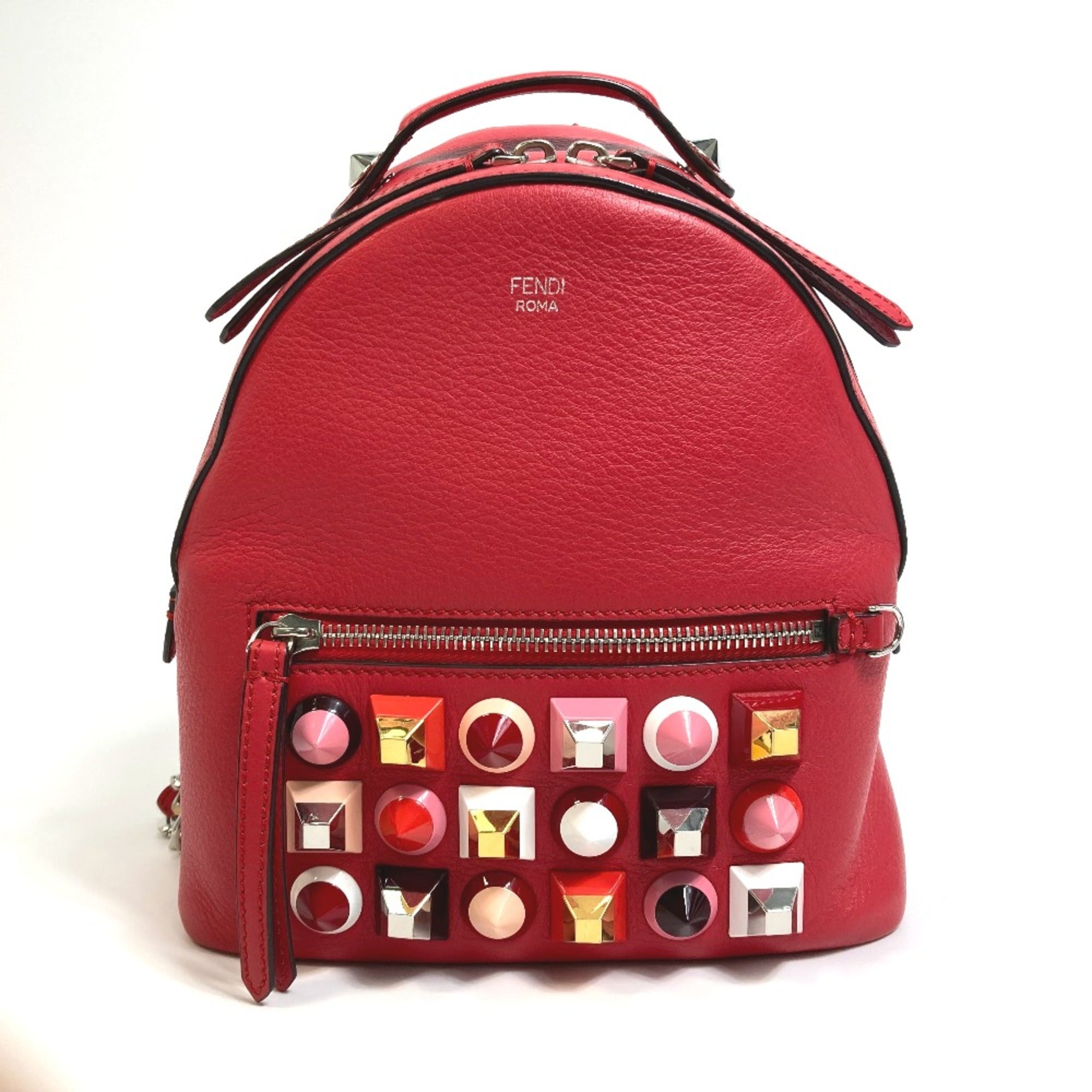 Fendi Red Leather Backpack (Pre-Owned)
