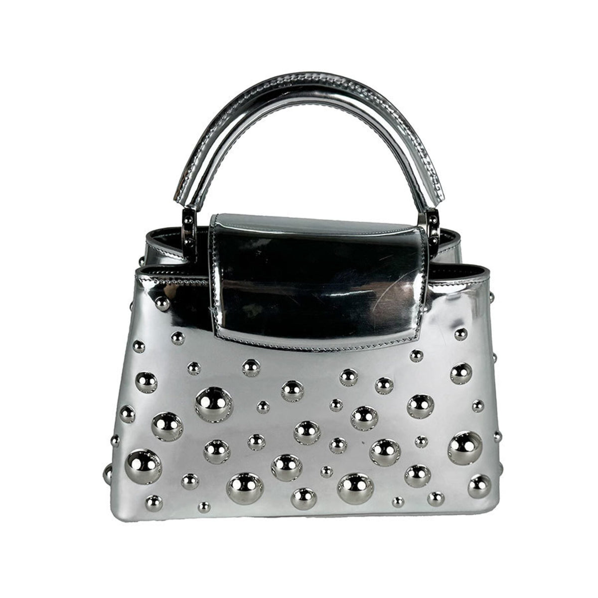 Louis Vuitton Silver Patent Leather Handbag Shoulder Bag (Pre-Owned)