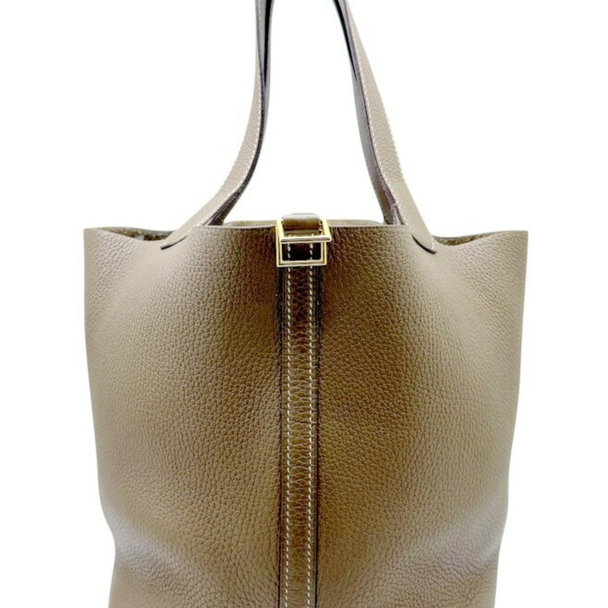 Hermes Etoupe Gray Taurillon Clemence Leather Handbag (Pre-Owned)
