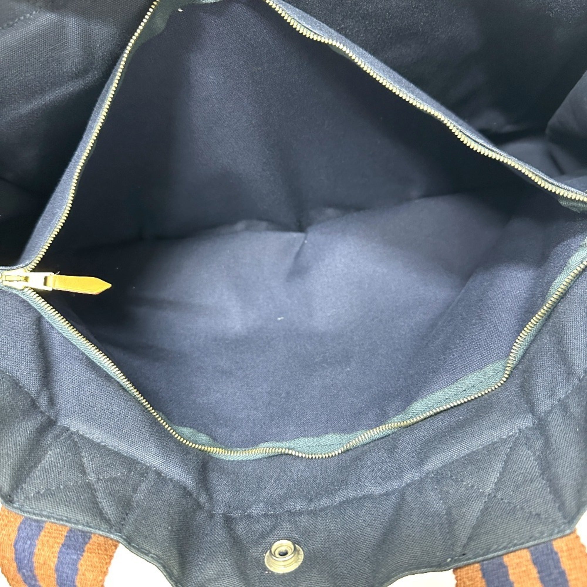 Hermes Fourre Tout Navy Canvas Handbag Tote Bag (Pre-Owned)