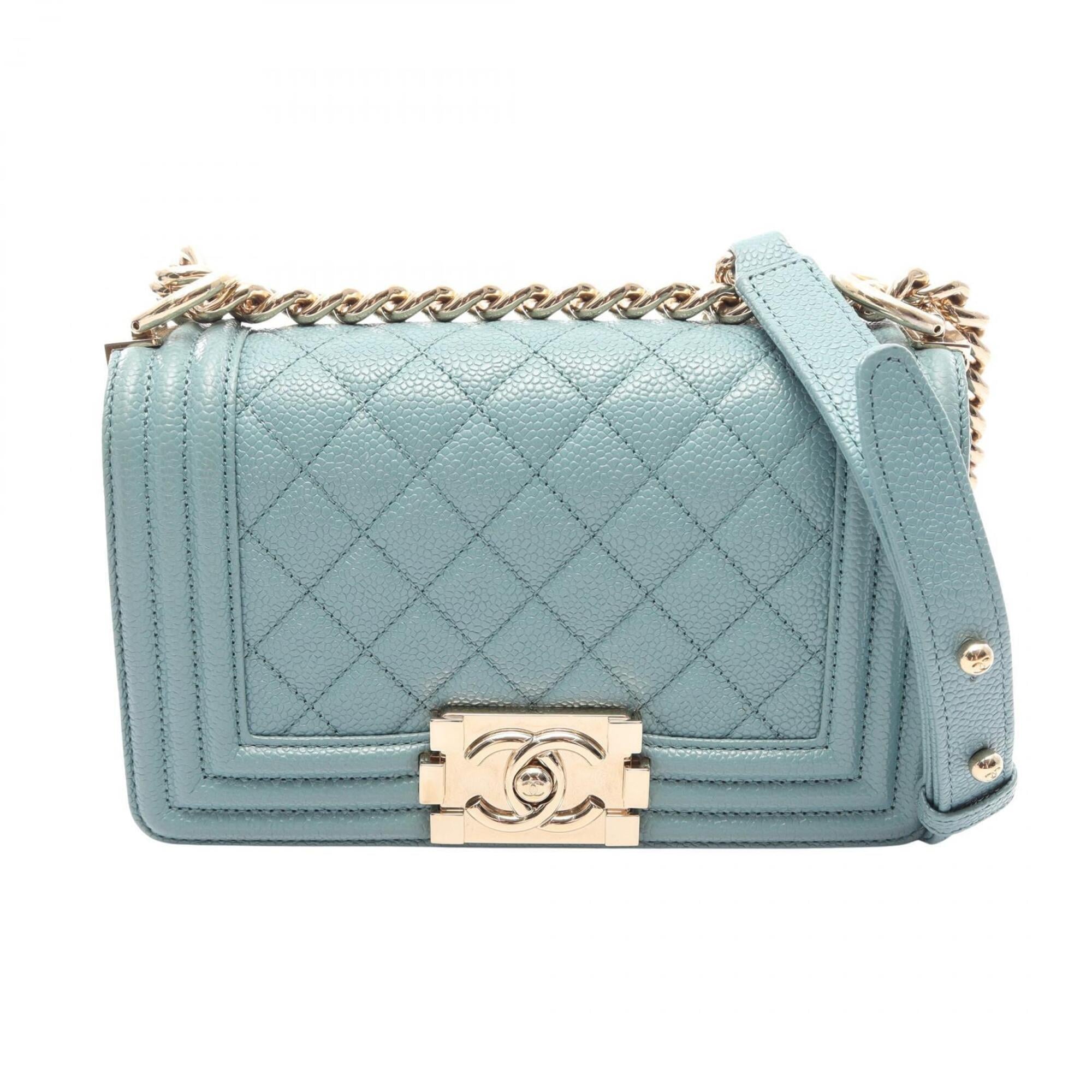Chanel Blue Grained Calfskin Handbag Shoulder Bag (Pre-Owned)